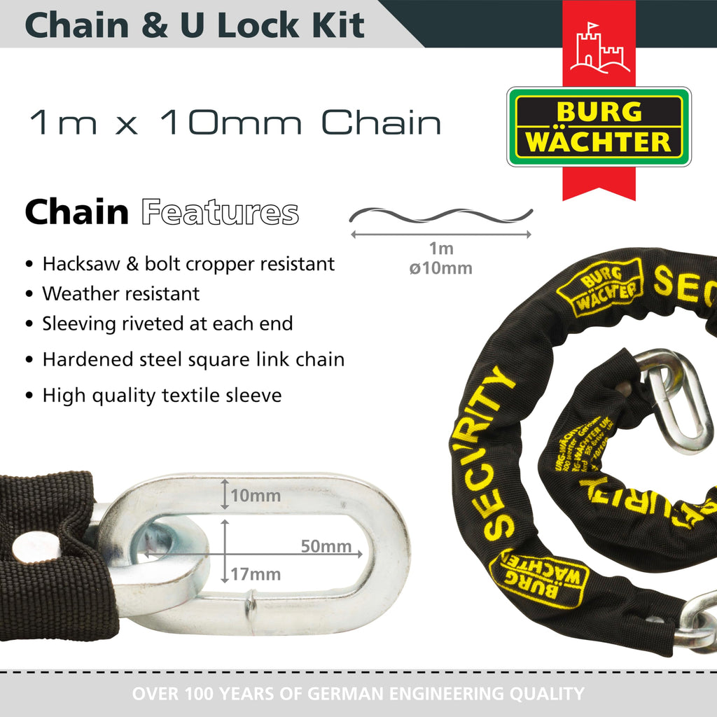 Burg-Wächter 10mm Keyed Alike Twin Pack | Security Chain & Ground Anchor