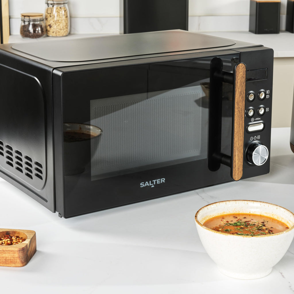 Salter Toronto 20L Digital Microwave – 800W Black with Wood-Effect