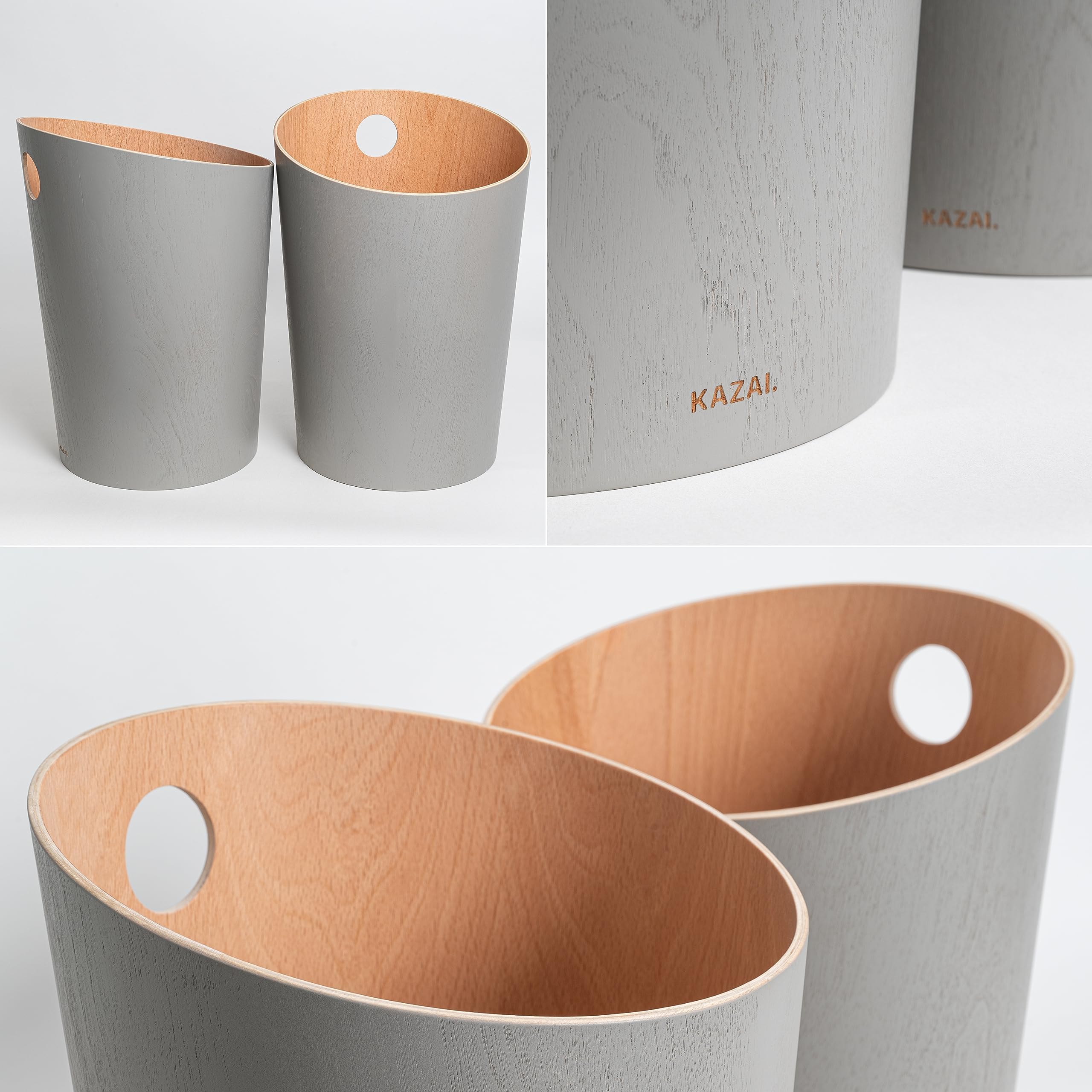 Kazai Bennet Real Wood Veneer Paper Bin – Oak Minimalist Waste Basket