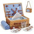 DHAEE Wicker Picnic Basket Set for 2 with Insulated Cooler and Blanket