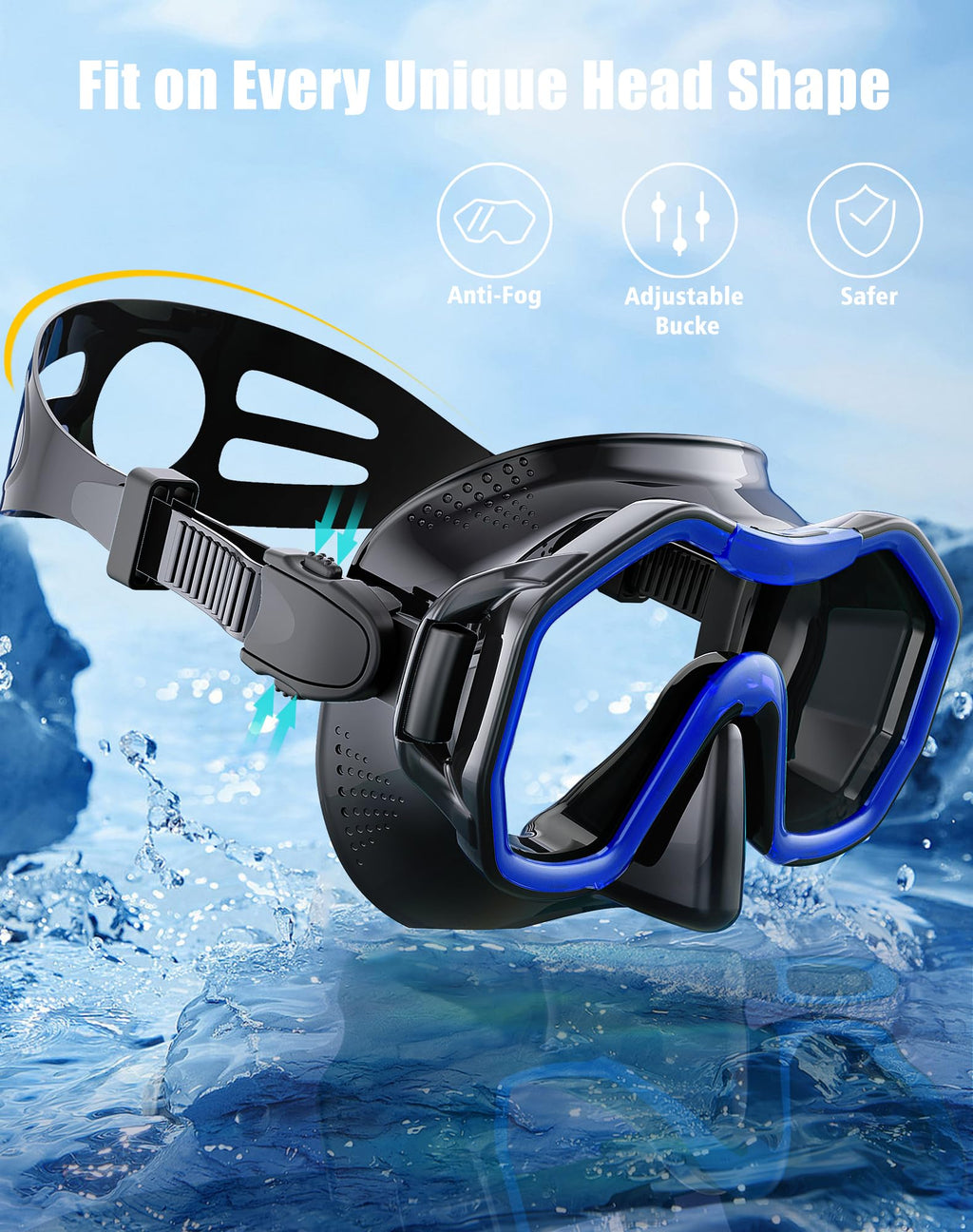 Lealinga 2-Pack Snorkel Set | Anti-Fog Panoramic Mask & Dry Top Snorkel
