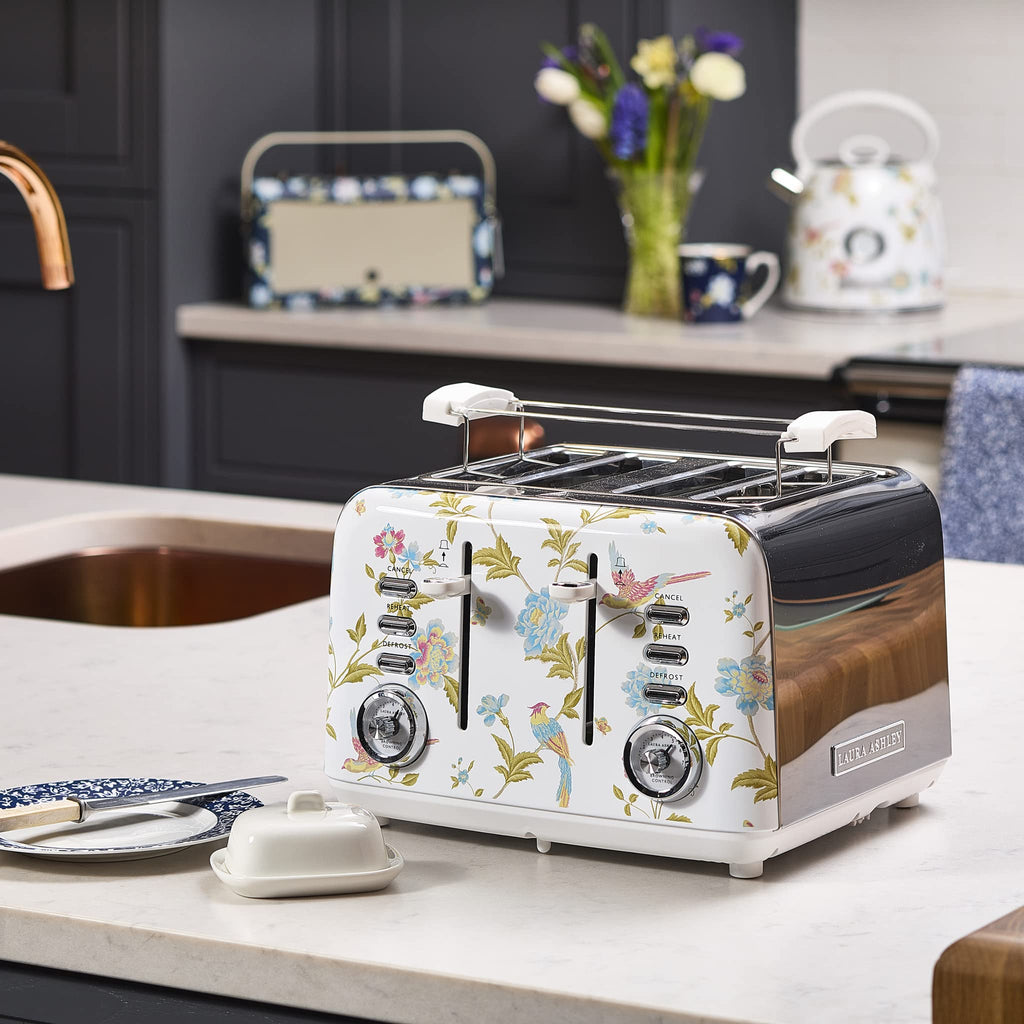 Laura Ashley Elveden 4-Slice Toaster | White Stainless Steel by VQ