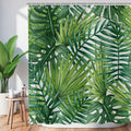 Hnmdmyi Tropical Leaf Shower Curtain | Waterproof Green Palm Polyester
