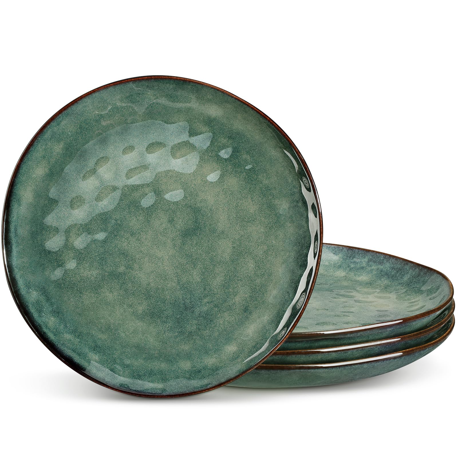 vancasso 10.5 Inch Ceramic Dinner Plates Set of 4 | Reactive Green Glaze