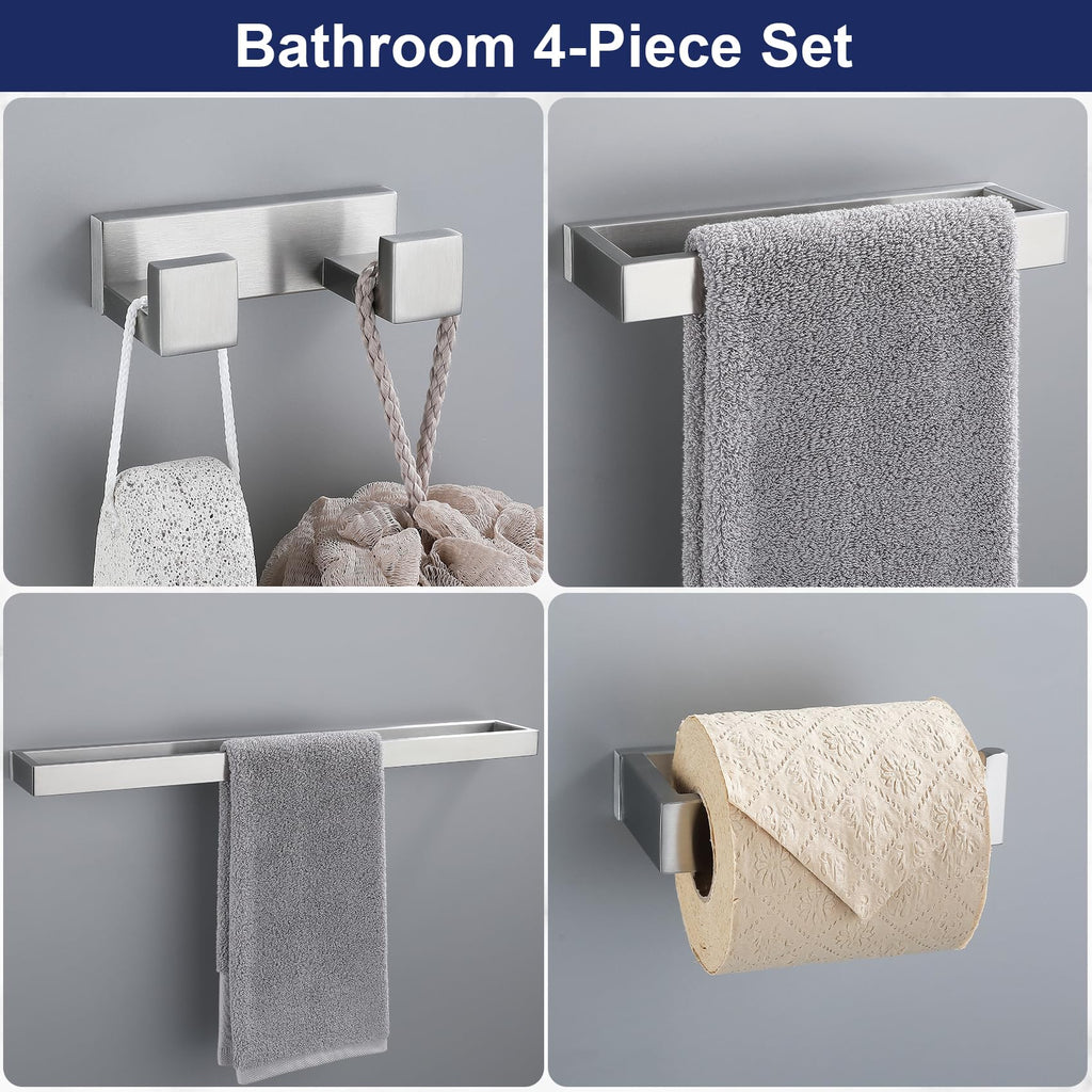 TURS Brushed Finish 4-Pieces Towel Bar Holder Sets,Concealed Screws - image 2