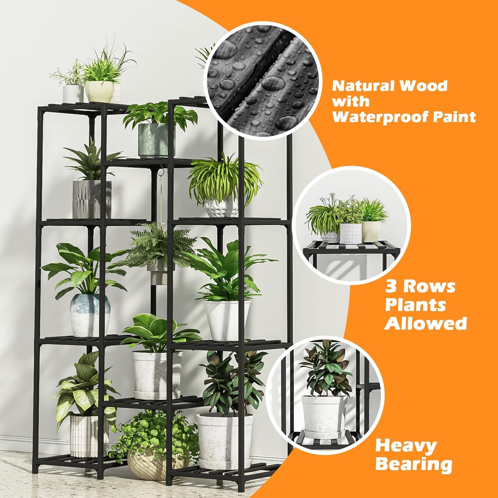 Bamworld Bamboo Plant Stand – 10 Tier Large Hanging Flower Shelf Rack