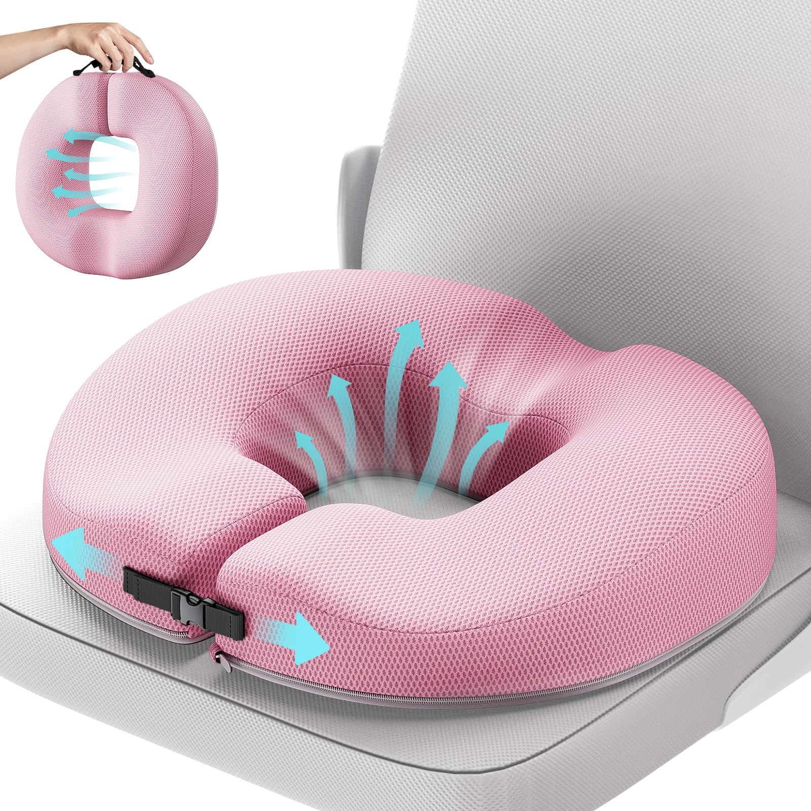 Benazcap Donut Cushion - Memory Foam Coccyx Pillow for Tailbone Pain