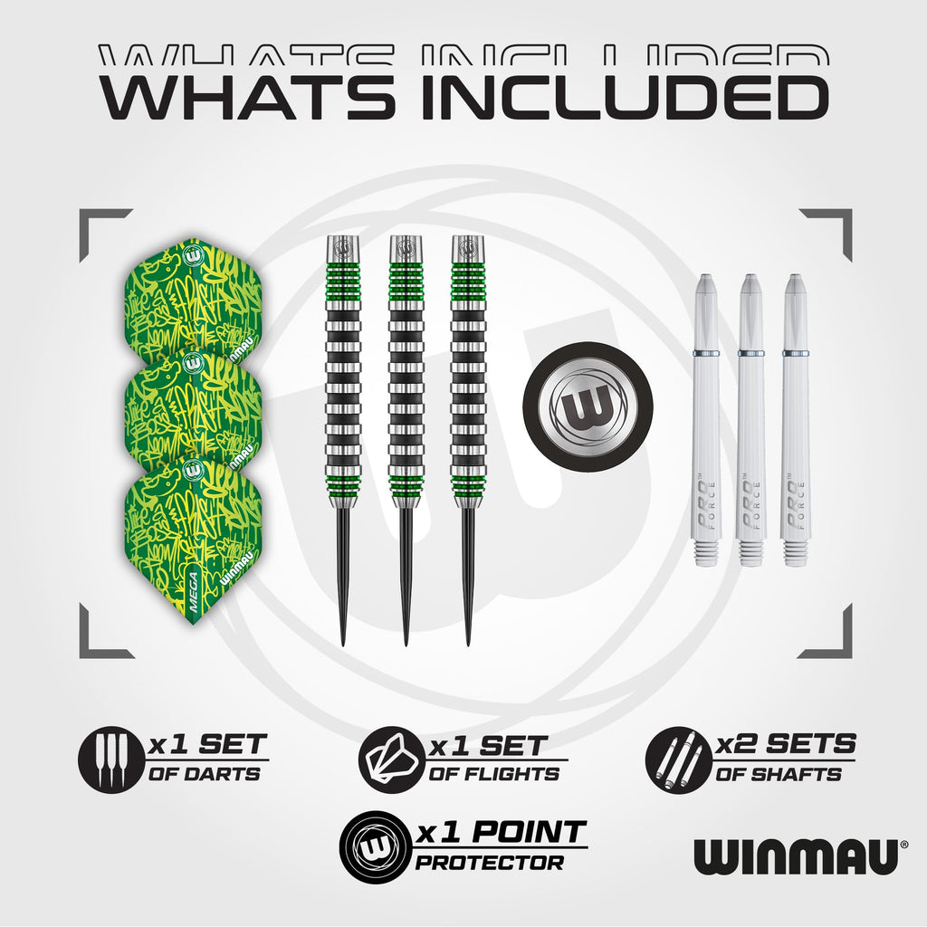 Winmau Advance 500 Series 90% Tungsten Steeltip Darts - Green 22g