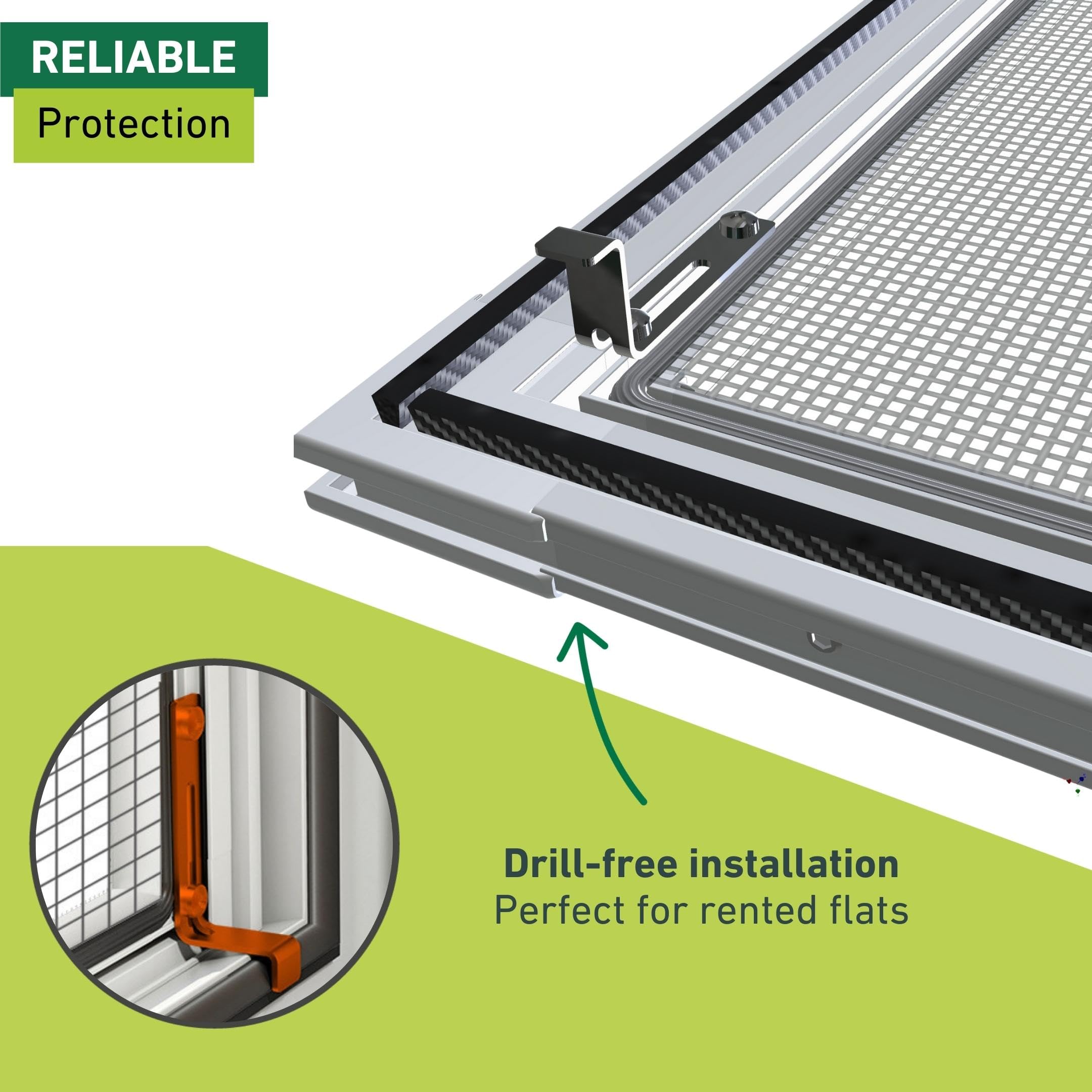 Windhager Insect Protection Window Fly Screen – No-Drill White Frame