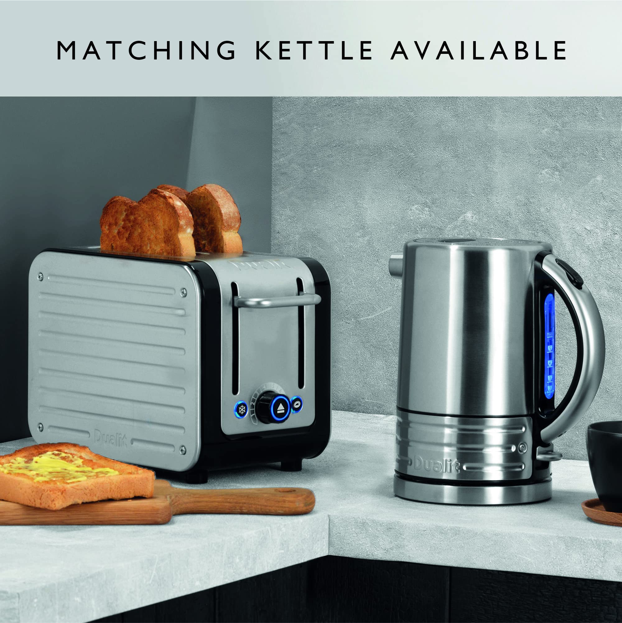 Dualit Architect 2 Slice Toaster | Brushed Stainless Steel & Black