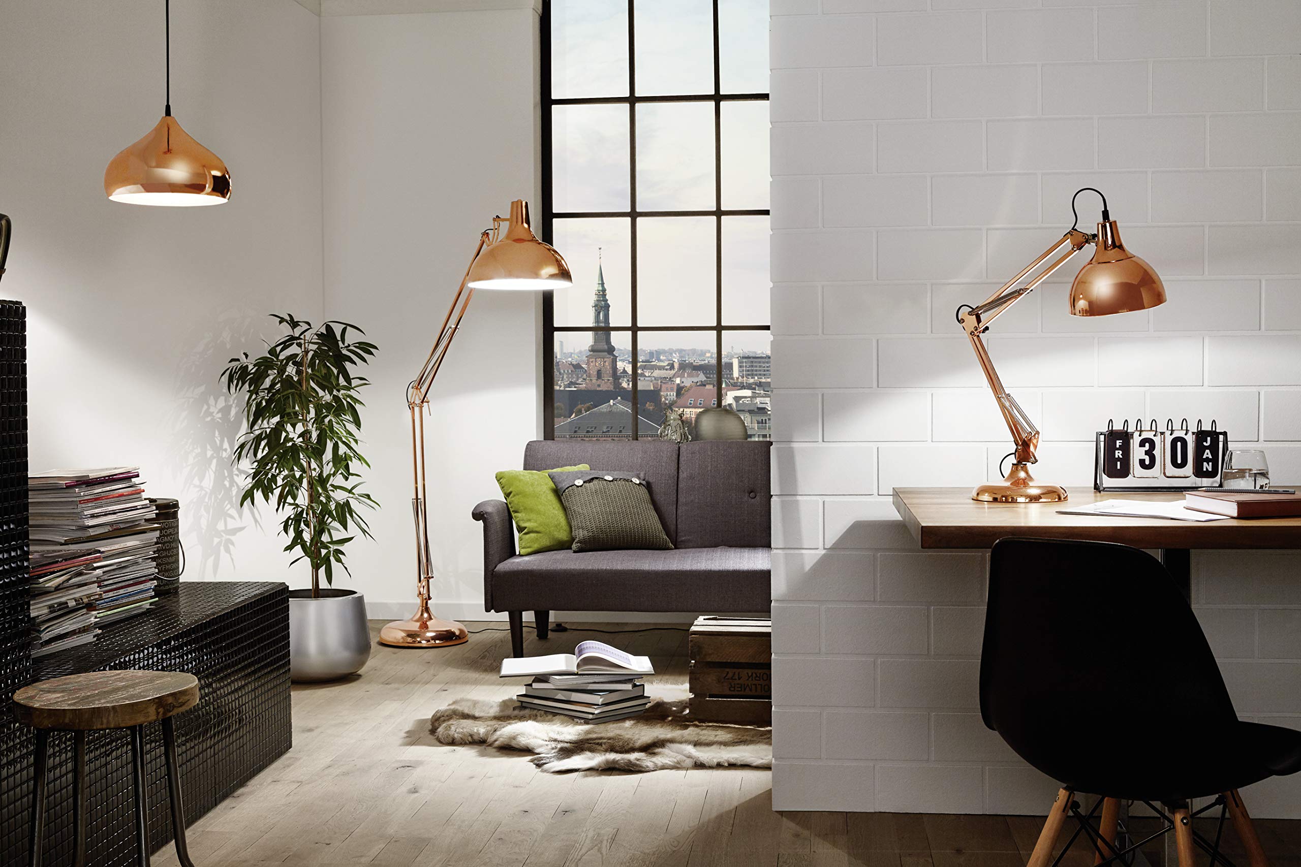 Eglo Borgillio Industrial Copper Desk Lamp – Vintage Steel Table Light