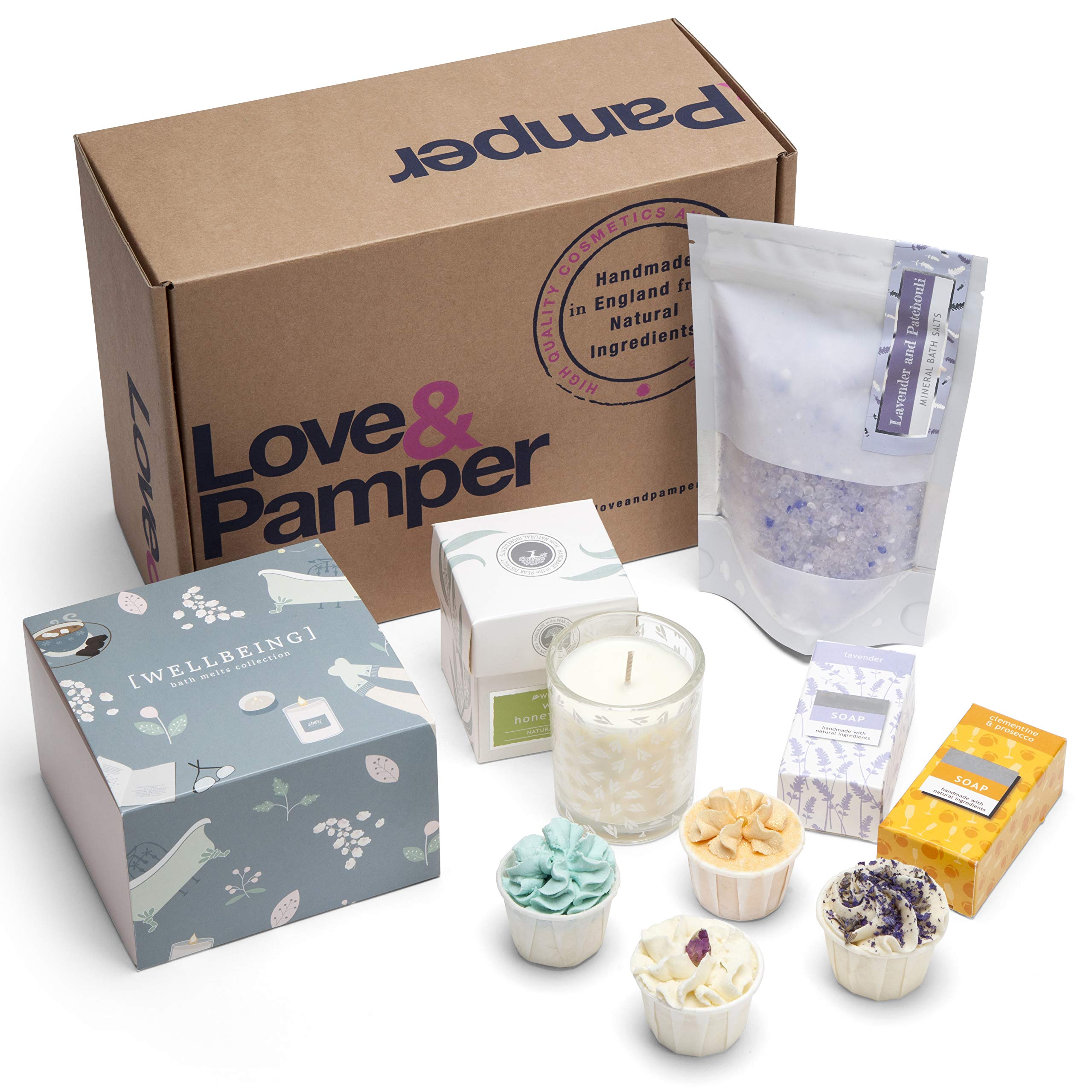 Love & Pamper Handmade Relaxation Gift Set | Vegan Bath Salts & Soy Candle