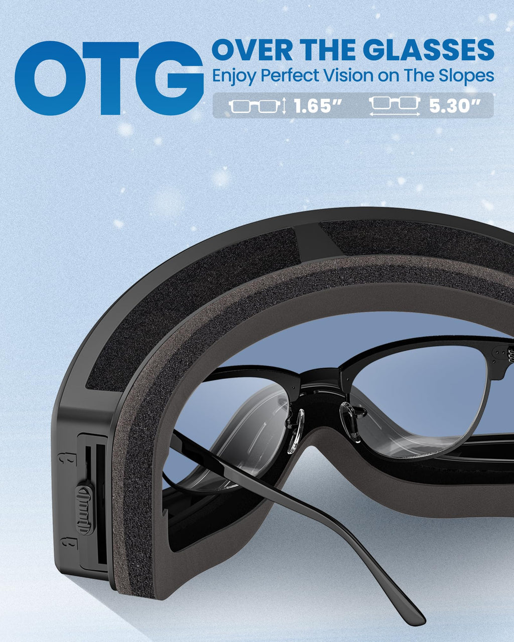 OutdoorMaster Pulse Ski Goggles | Frameless OTG Snow Goggles - Revo Blue