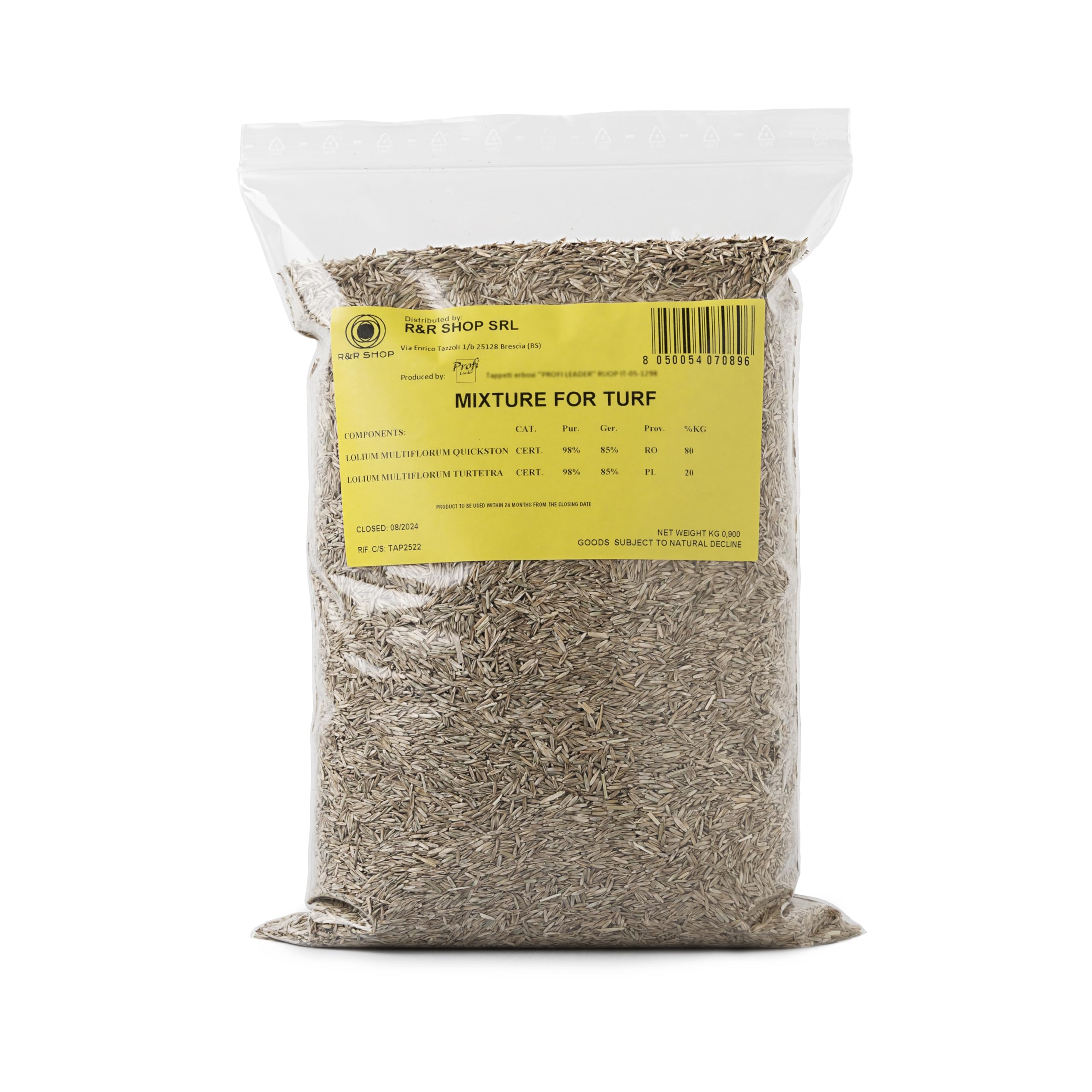 R&R SHOP Ryegrass Seeds - Fast Growing Resistant Lawn Seed (5kg - 200mq)