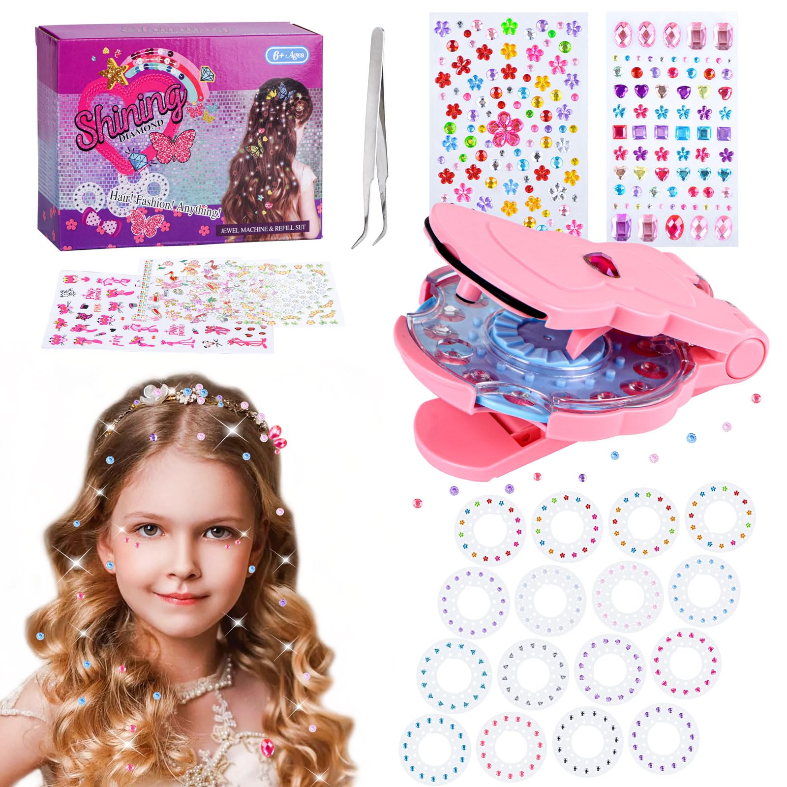 SEMKOTREE Hair Bedazzler Kit – Gem Stamper with 420 Glitter Diamonds