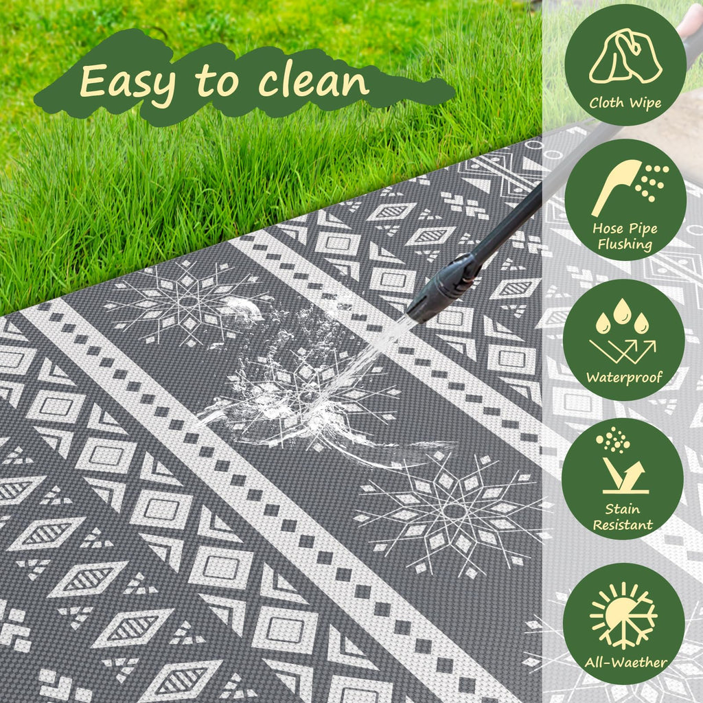 MOKANI Reversible Outdoor Rug – 180x270cm Waterproof Boho Patio Carpet