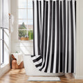 Ohocut Vertical Striped Shower Curtain – Black & White Waterproof Polyester