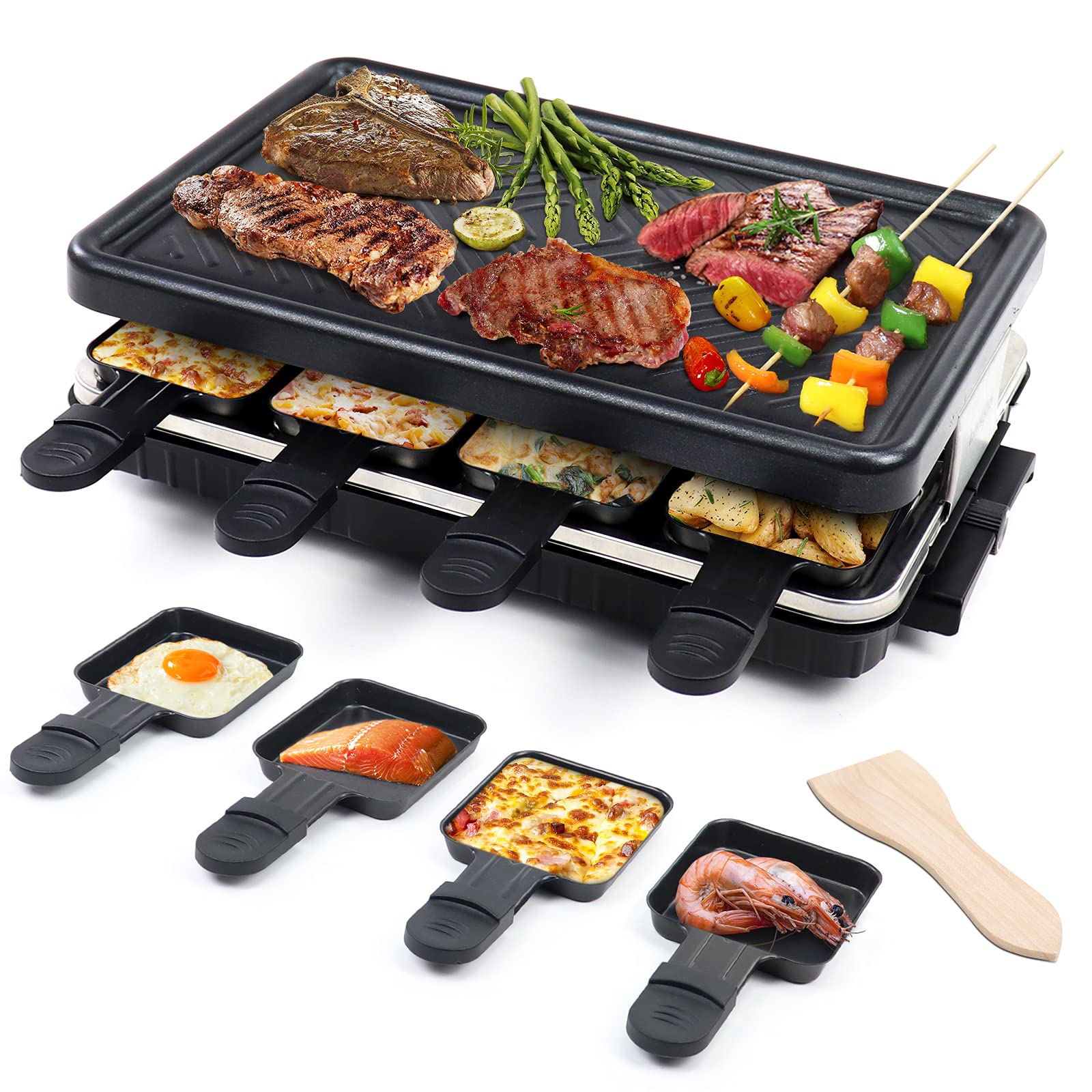 Raclette Grill – 8 Person Non-Stick Electric Indoor Grill