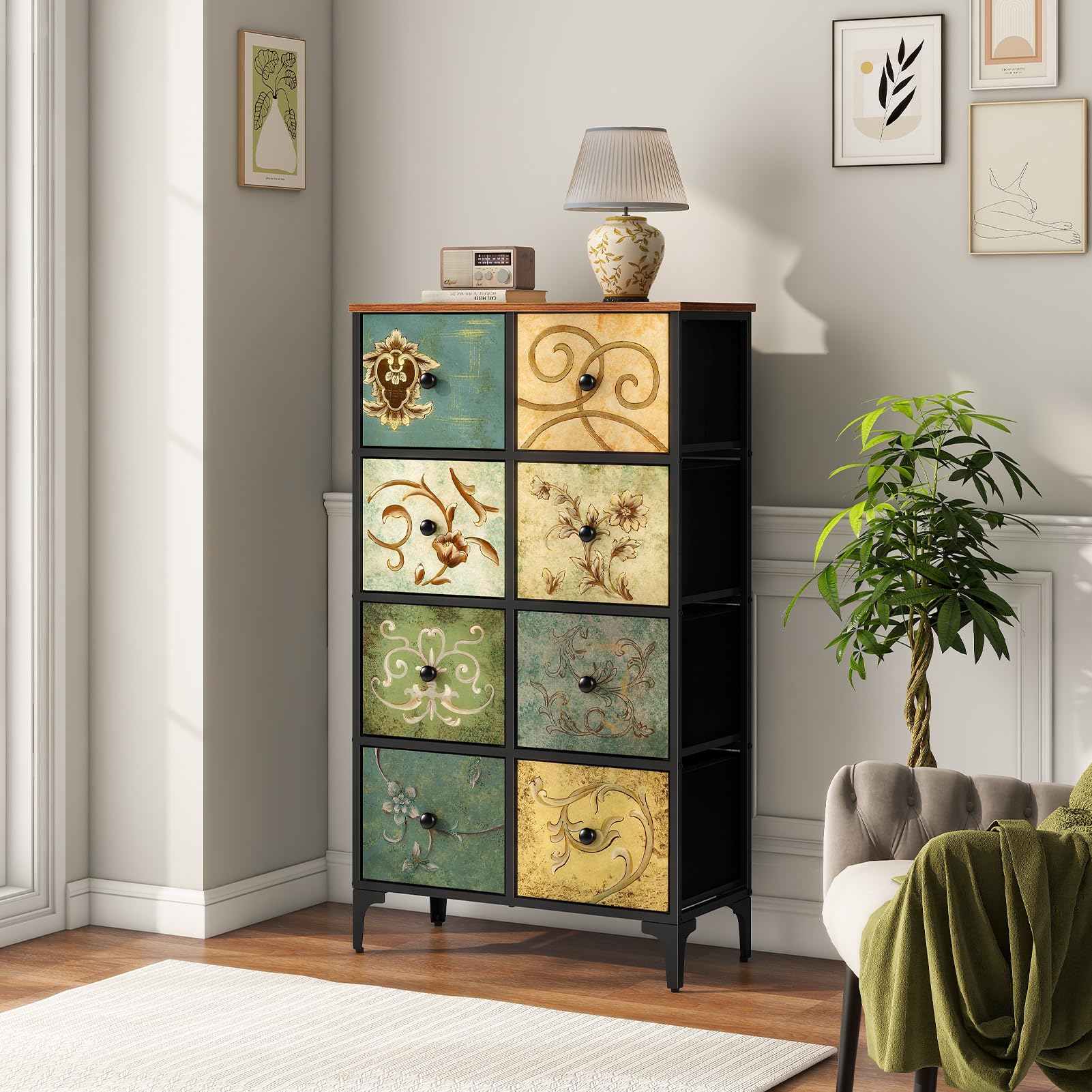 LYNCOHOME 8 Drawer Fabric Bedroom Dresser – Modern Storage Chest