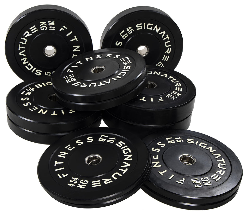 Signature Fitness 25LB Olympic Bumper Plates - Virgin Rubber, Pair