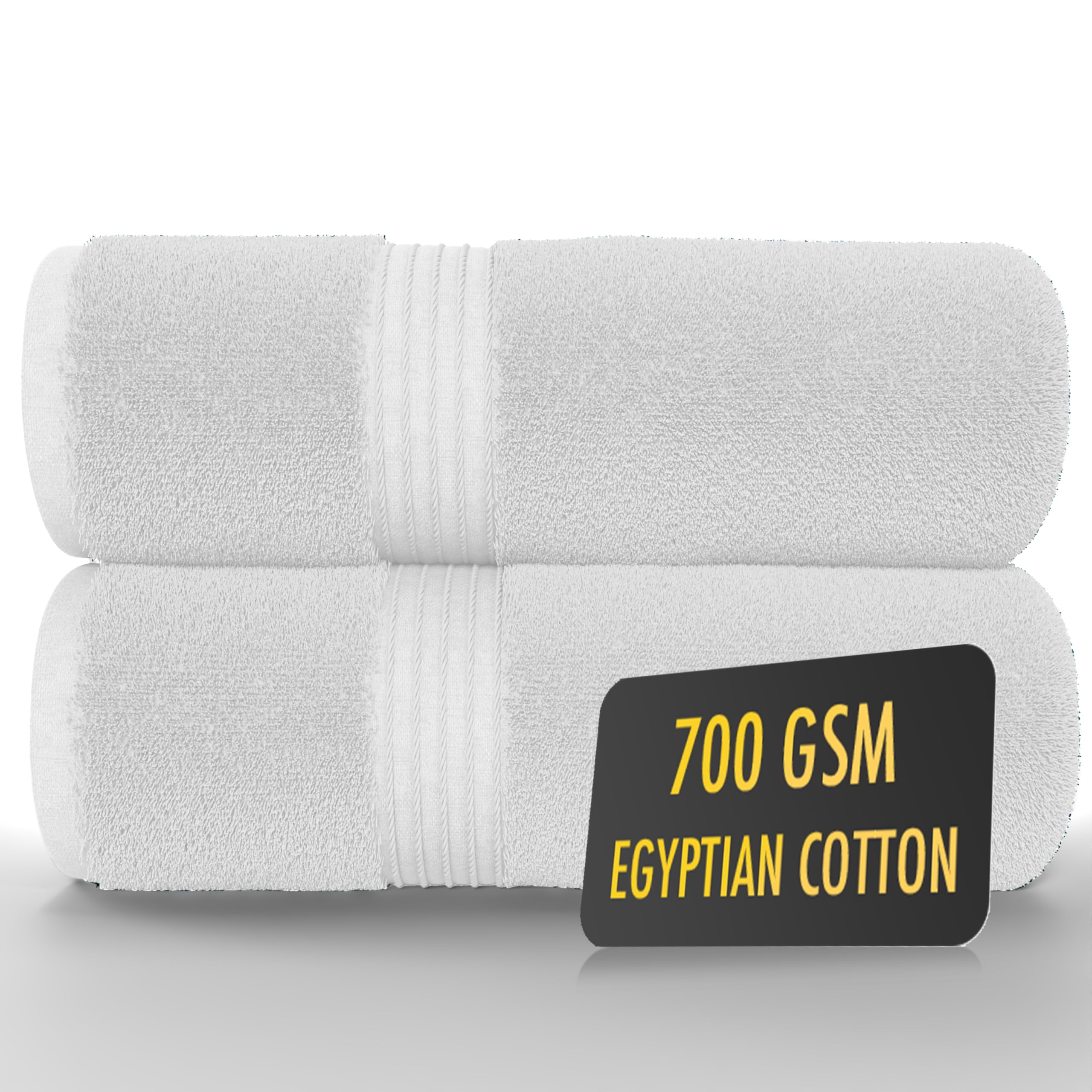 ALSAP Egyptian Cotton Bath Towels Set of 2 | 700 GSM Hotel Quality White