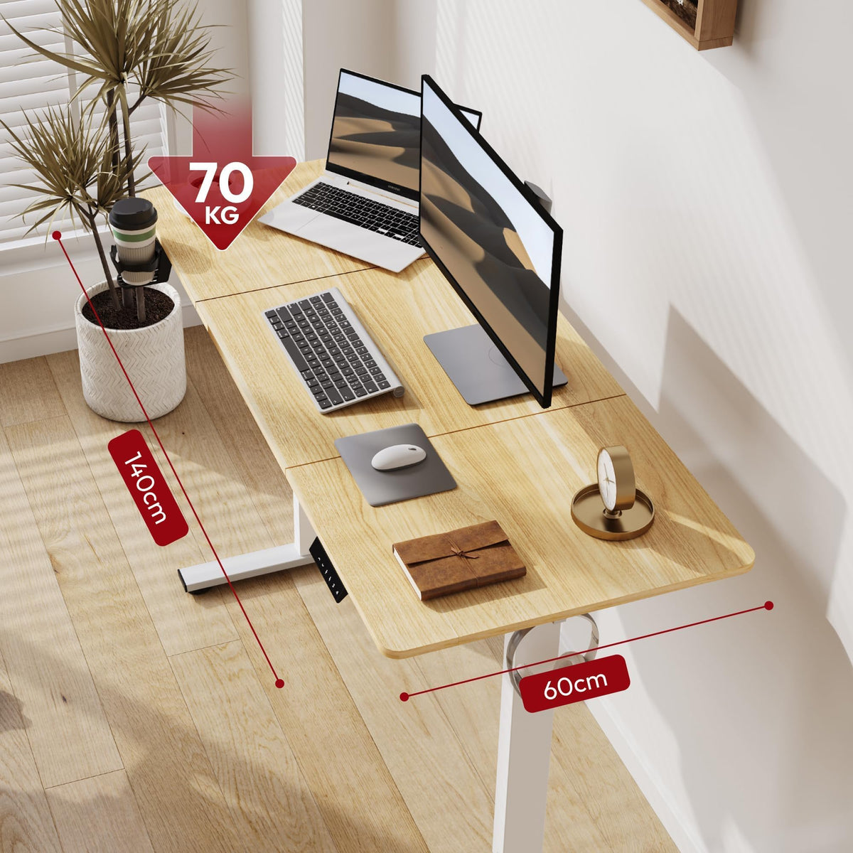 SANODESK 140 * 60 Electric Standing Desk Height Adjustable Standing Desk with Cable Management Tray Sit Stand Table Adjustable Desk Stand Up Desk - image 4