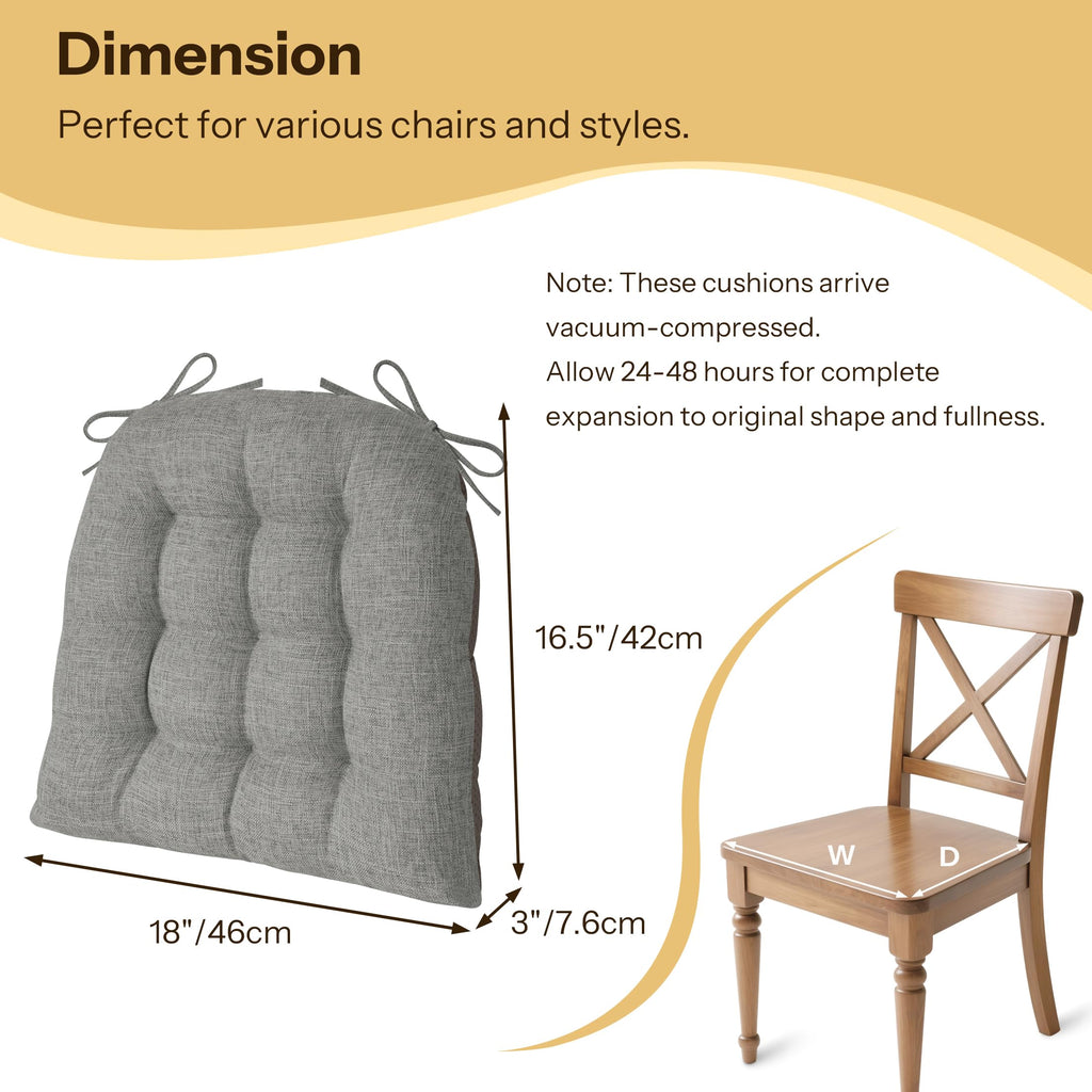FlyGulls Chair Cushions for Dining Chairs Set of 2 46x42x7.6 cm Light Grey - image 2