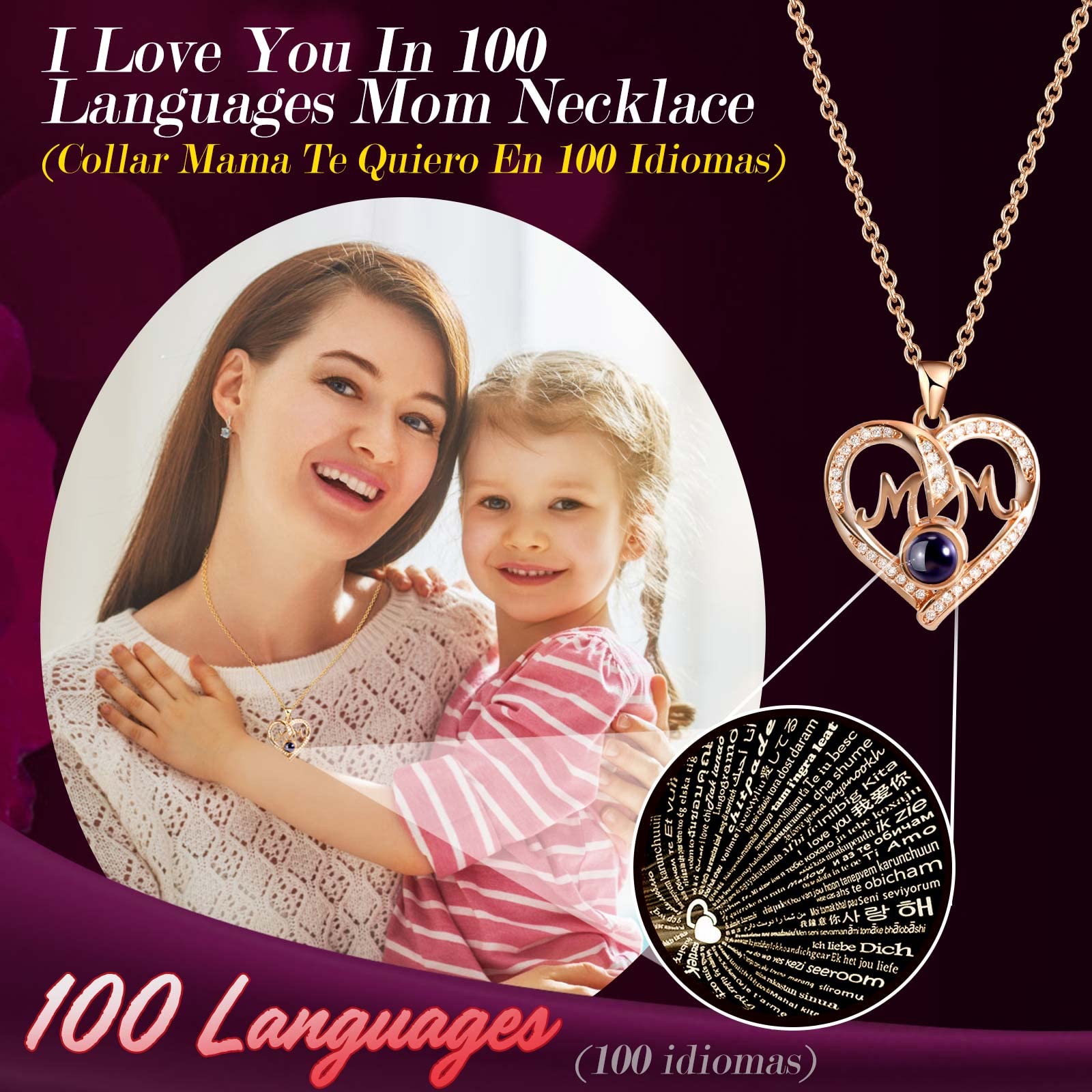 ADDWel Preserved Purple Rose Gift Box with I Love You Mum Necklace