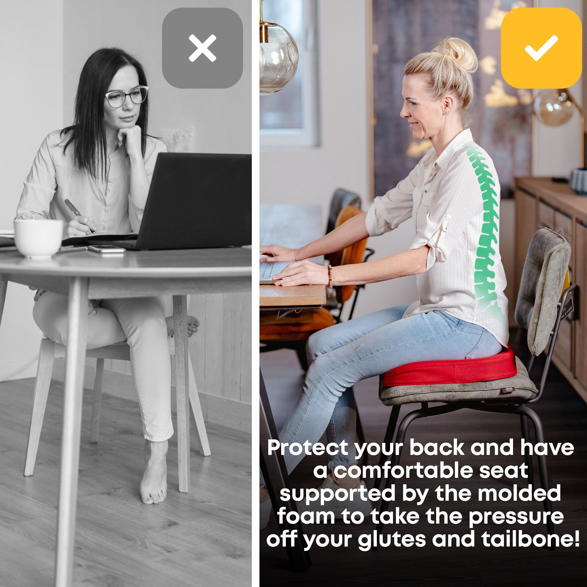 SANTERGO Orthopaedic Seat Cushion – Ergonomic Foam for Office & Car