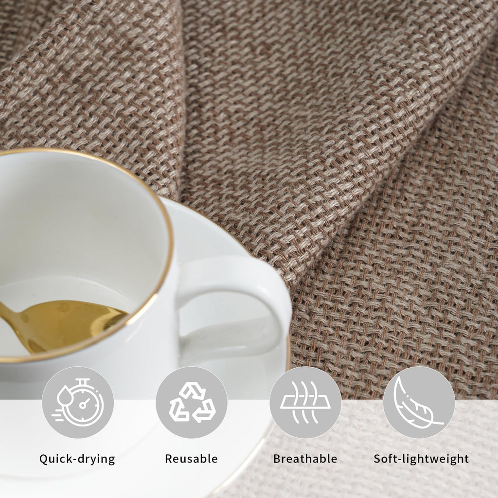 HSOFTIFY 100% Linen Face Cloth for Washing 4 Pack with Hanging Loop, Coffee - image 3