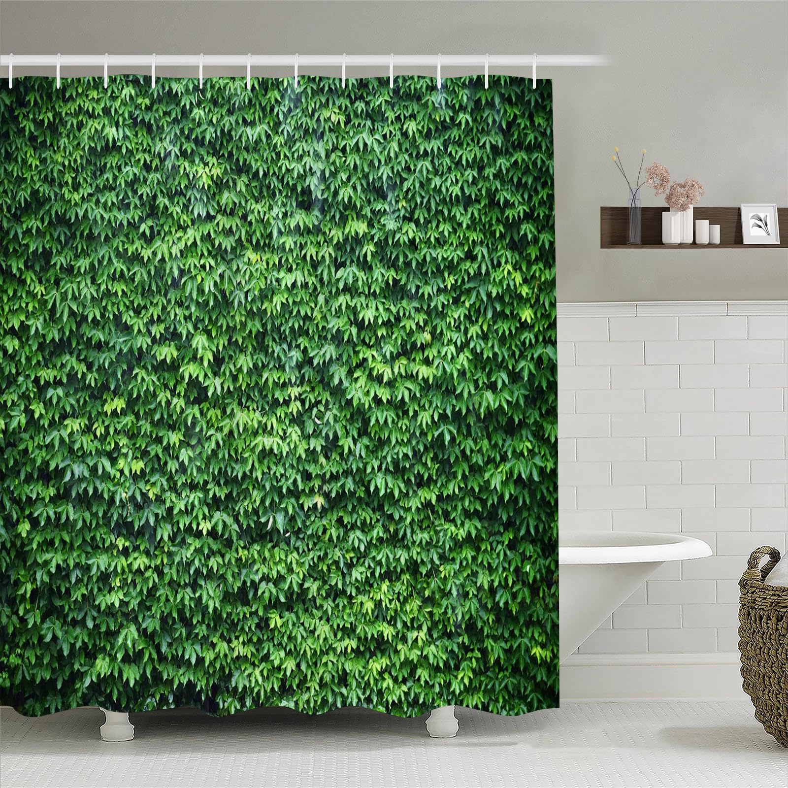 Jolof Store Green Leaf Garden Shower Curtain – Waterproof Polyester 200x180cm