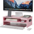 BONTEC Wood Monitor Stand Riser | 2-Tier Ergonomic Desk Organizer