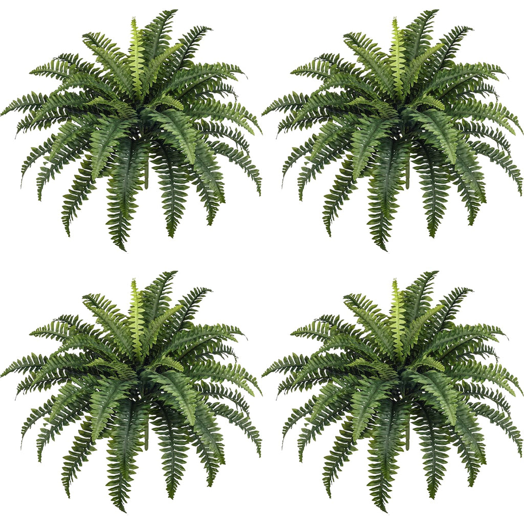 Forest Prince Artificial Boston Ferns - 4 Pack Large 33in Fake Plants