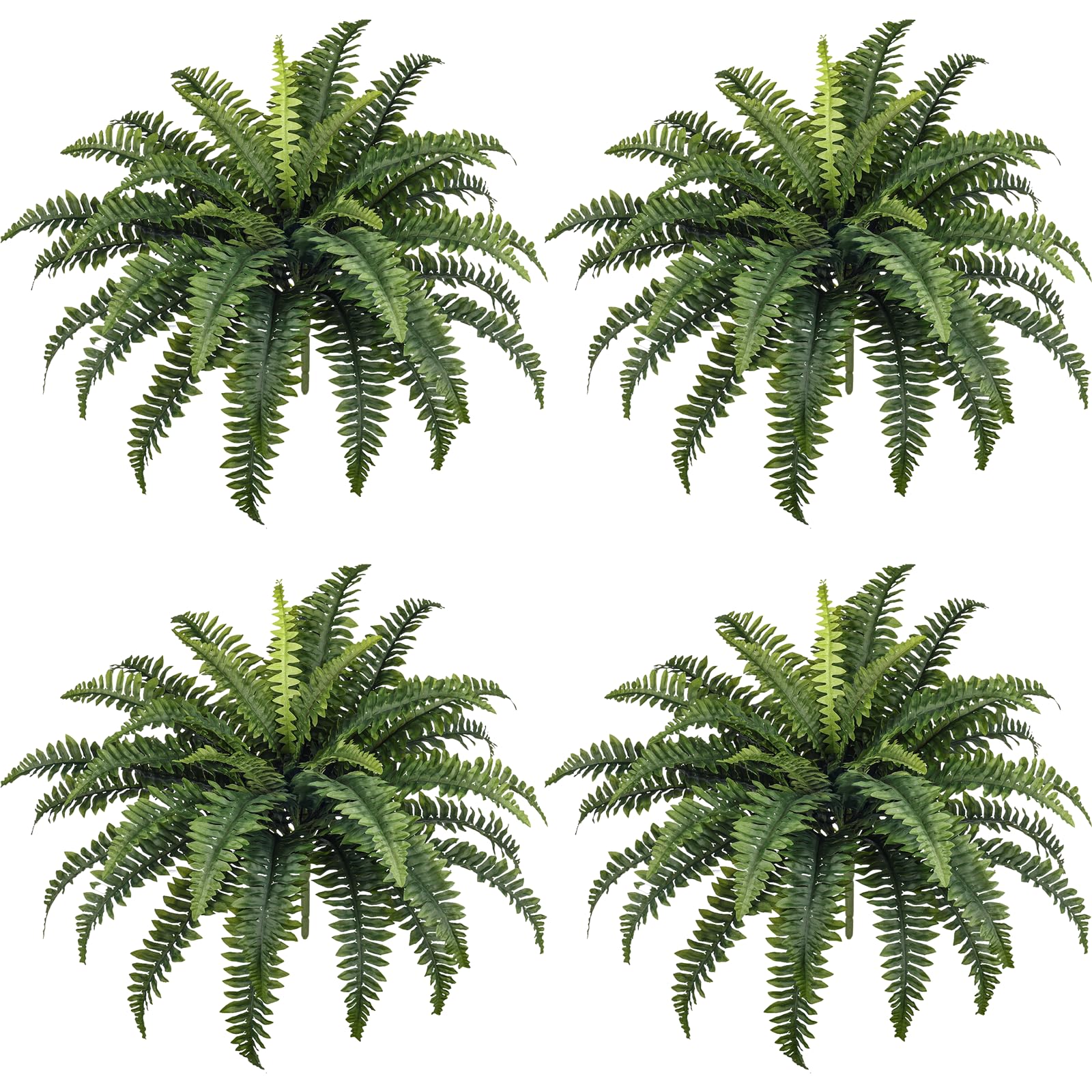 Forest Prince Artificial Boston Ferns - 4 Pack Large 33in Fake Plants