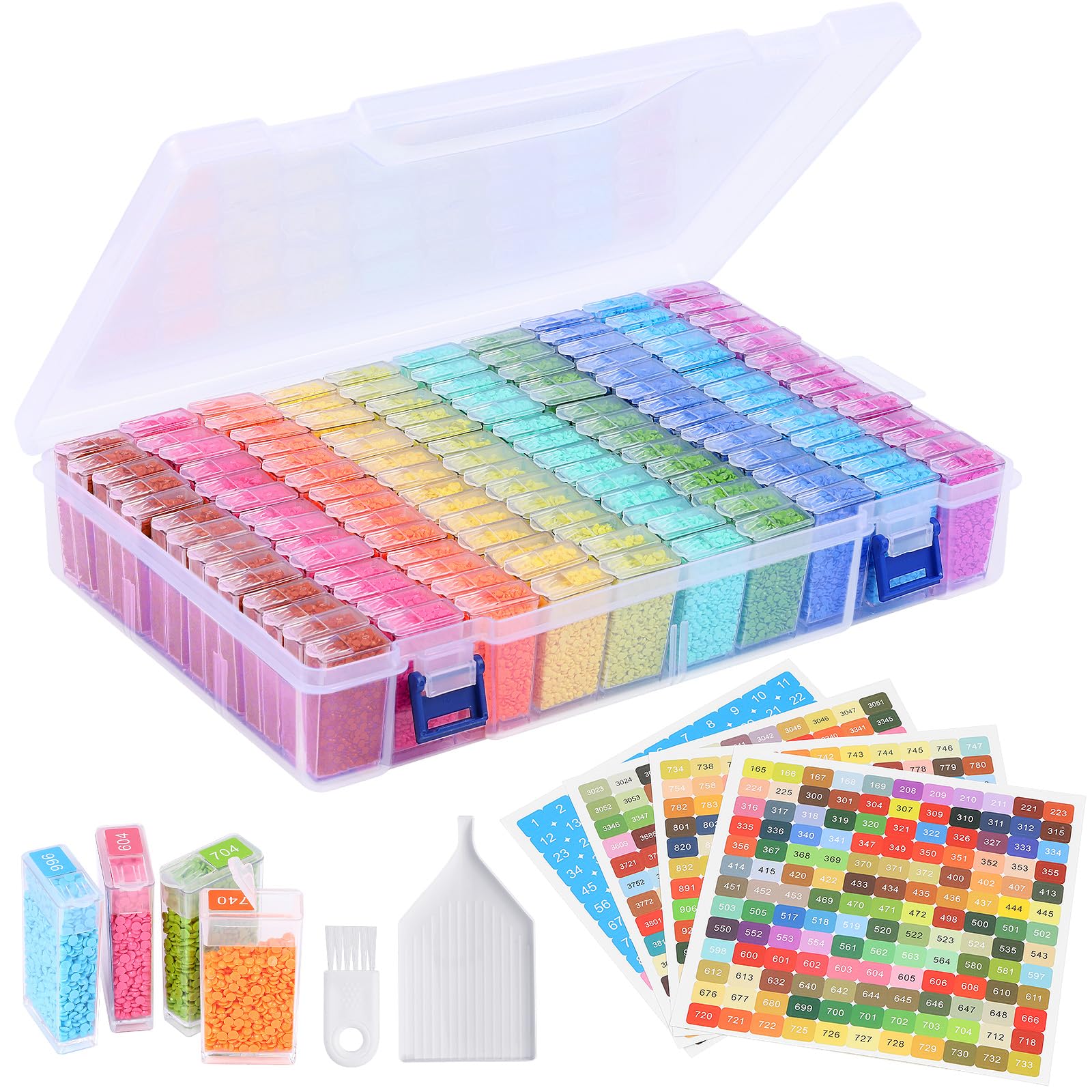Zefy 140 Grids Diamond Art Storage Box | 447 Color Labels & Bead Trays