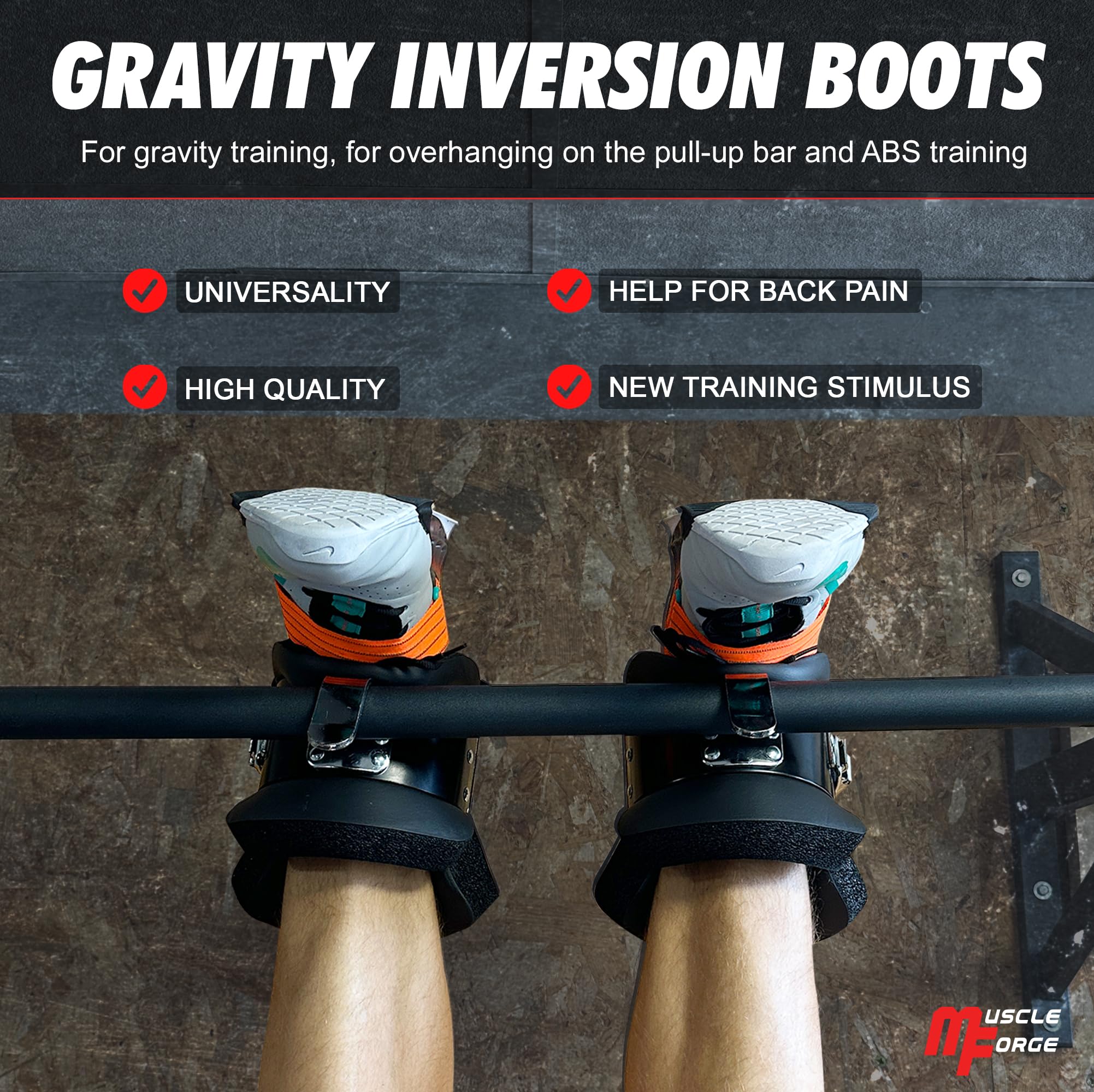 MuscleForge Gravity Boots with Safety Lock - Inversion Boots for ABS