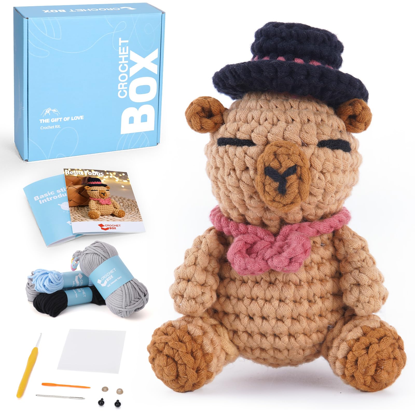 CROCHET BOX Capybara Amigurumi Crochet Kit for Beginners with Video