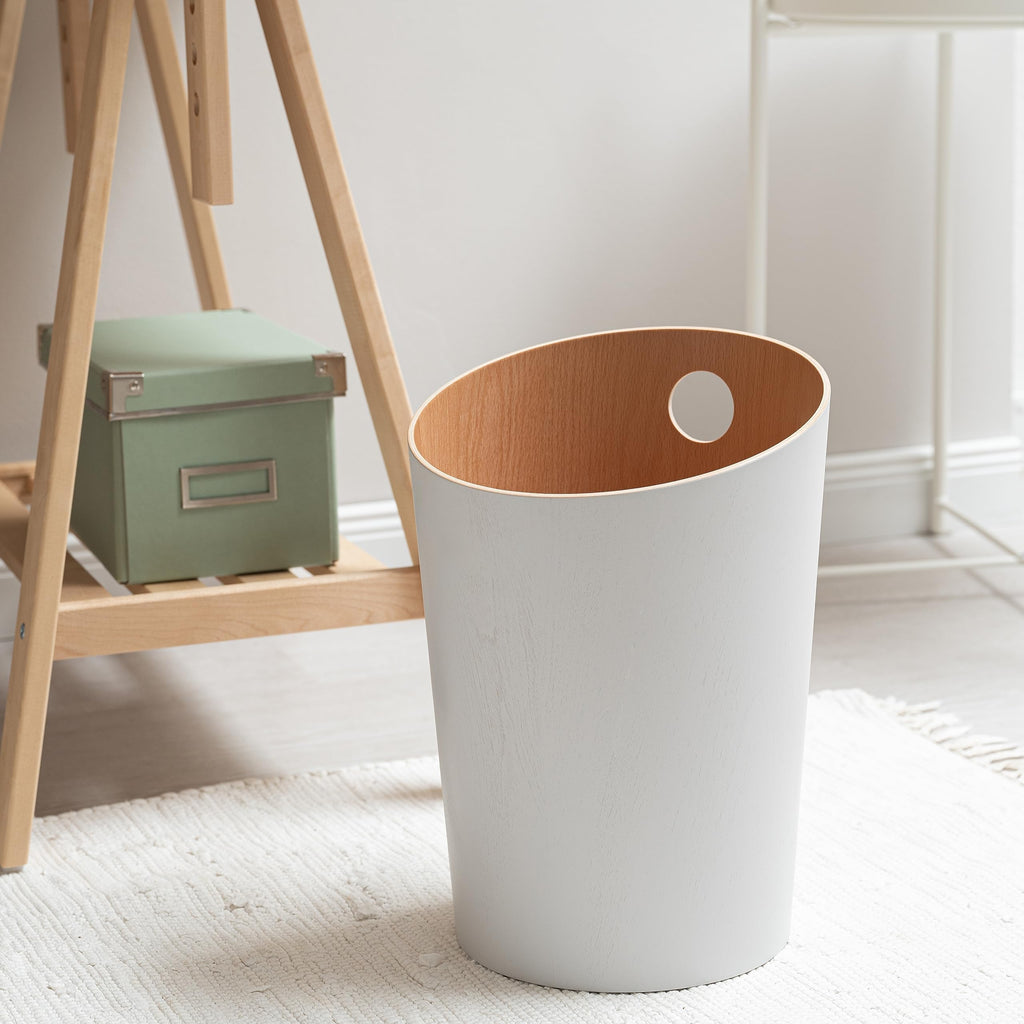 Kazai Bennet Real Wood Veneer Paper Bin – Oak Minimalist Waste Basket