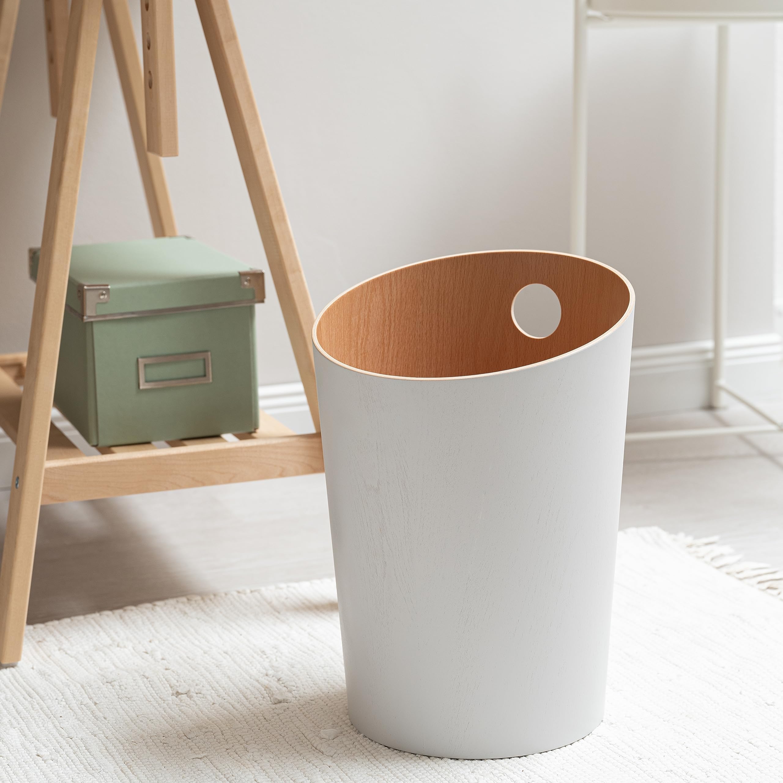 Kazai Bennet Real Wood Veneer Paper Bin – Oak Minimalist Waste Basket