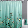 LIVETTY Ombre Green Bird Floral Shower Curtain | Extra Long 180x210cm