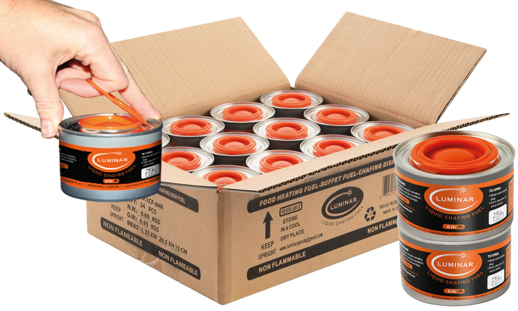Luminar 6-Hour Resealable Wick Chafing Fuel Cans, 24-Pack –