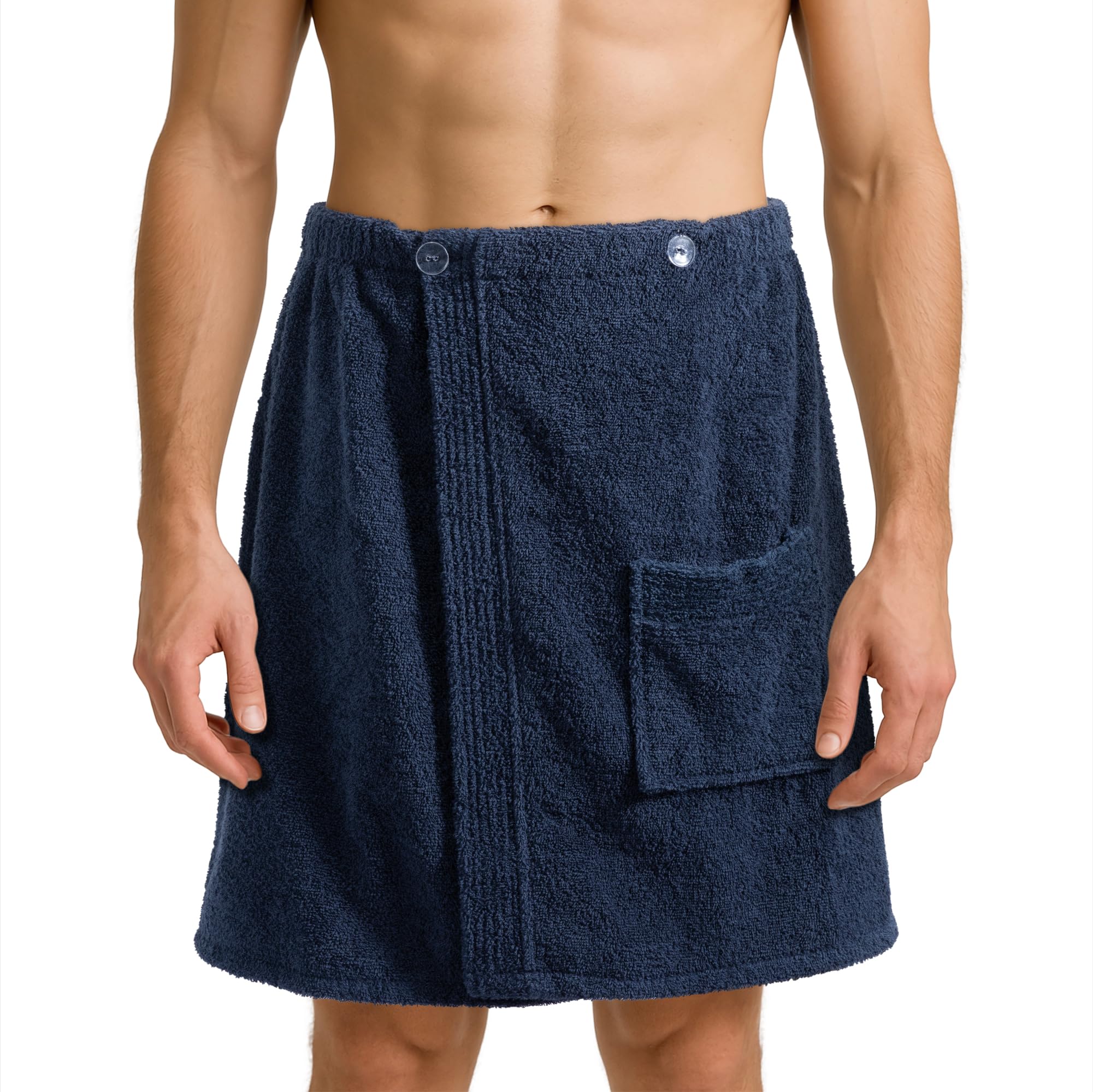 JEMIDI Mens 100% Cotton Sauna Sarong Kilt – Absorbent Towel Wrap with Pocket