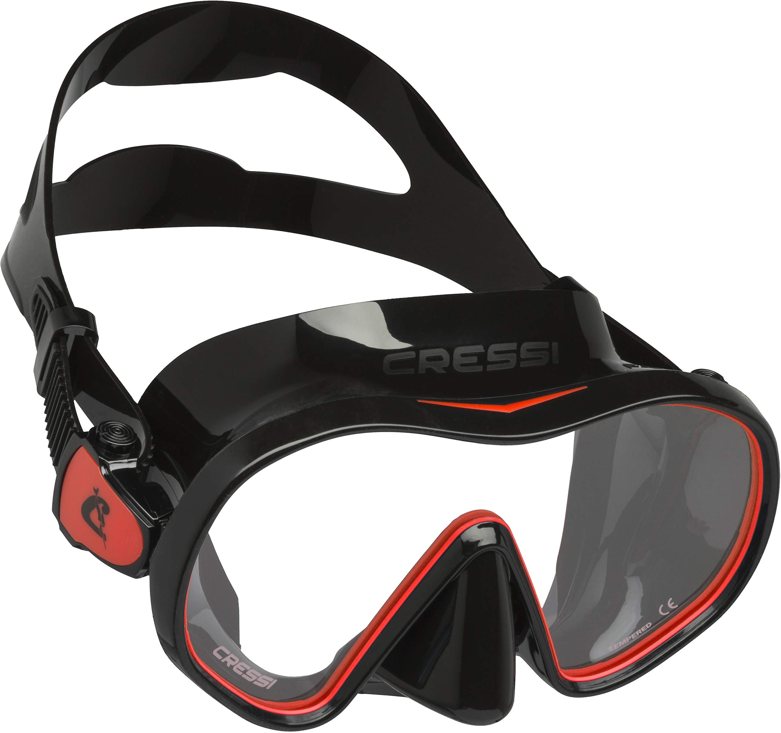 Cressi F-Dual Mask & Supernova Dry Snorkel Combo – Black/Red