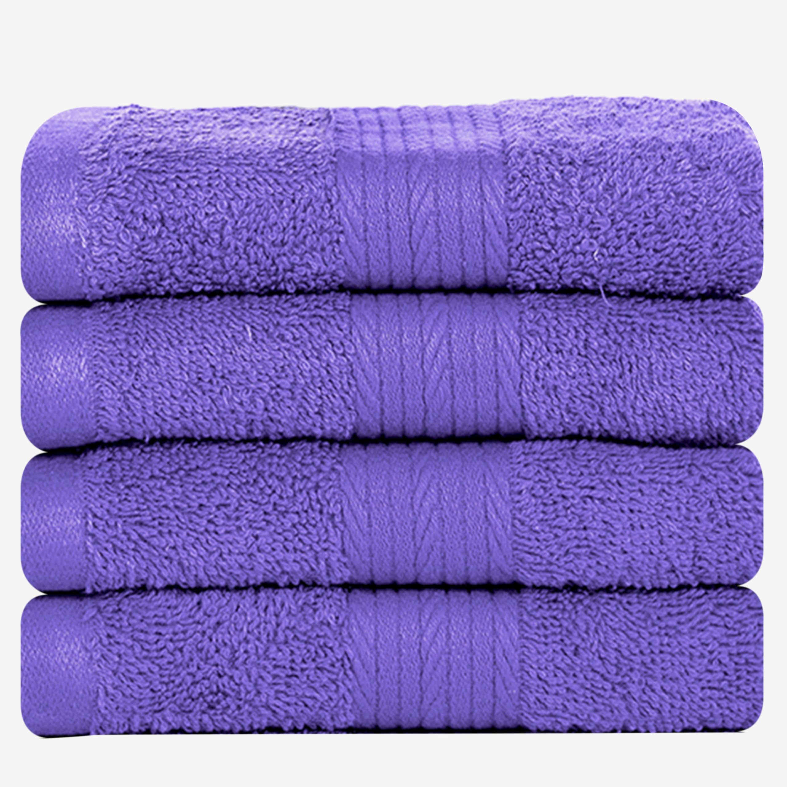 Ample Decor 100% Cotton Washcloths Set of 4 | Absorbent Face Towels – Purple