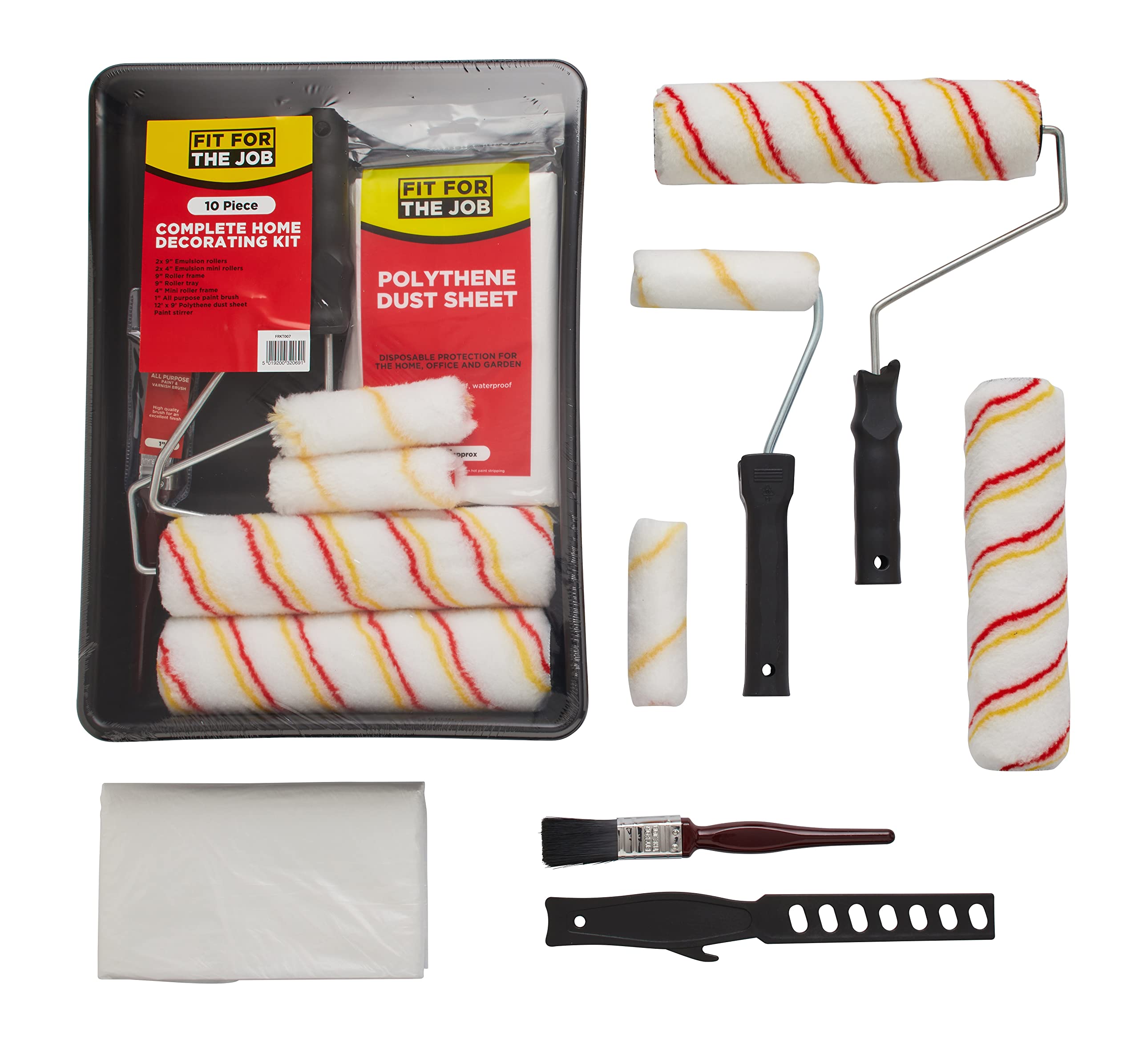 Fit For The Job 10-Piece Home Decorating Kit | Paint Roller & Tray Set