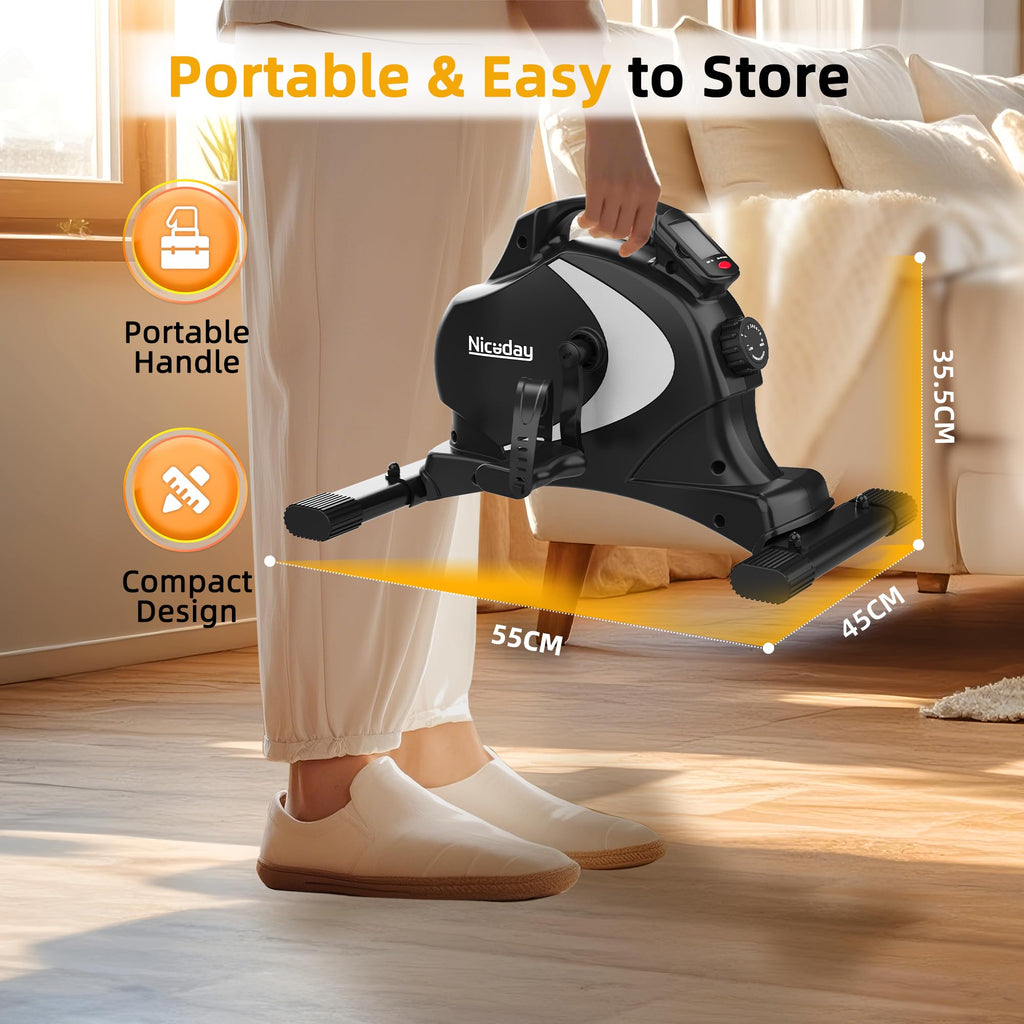 Niceday Mini Exercise Bike – 8-Level Magnetic Under Desk Pedal Exerciser