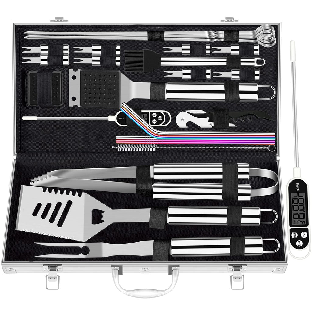 ROMANTICIST 26pc Stainless Steel Grill Tool Set with Aluminum Case
