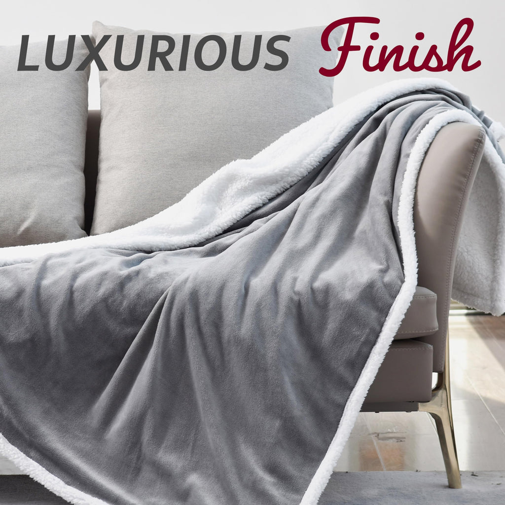 GlamHaus Heated Throw Electric Fleece Blanket - 160x130cm Reversible Grey