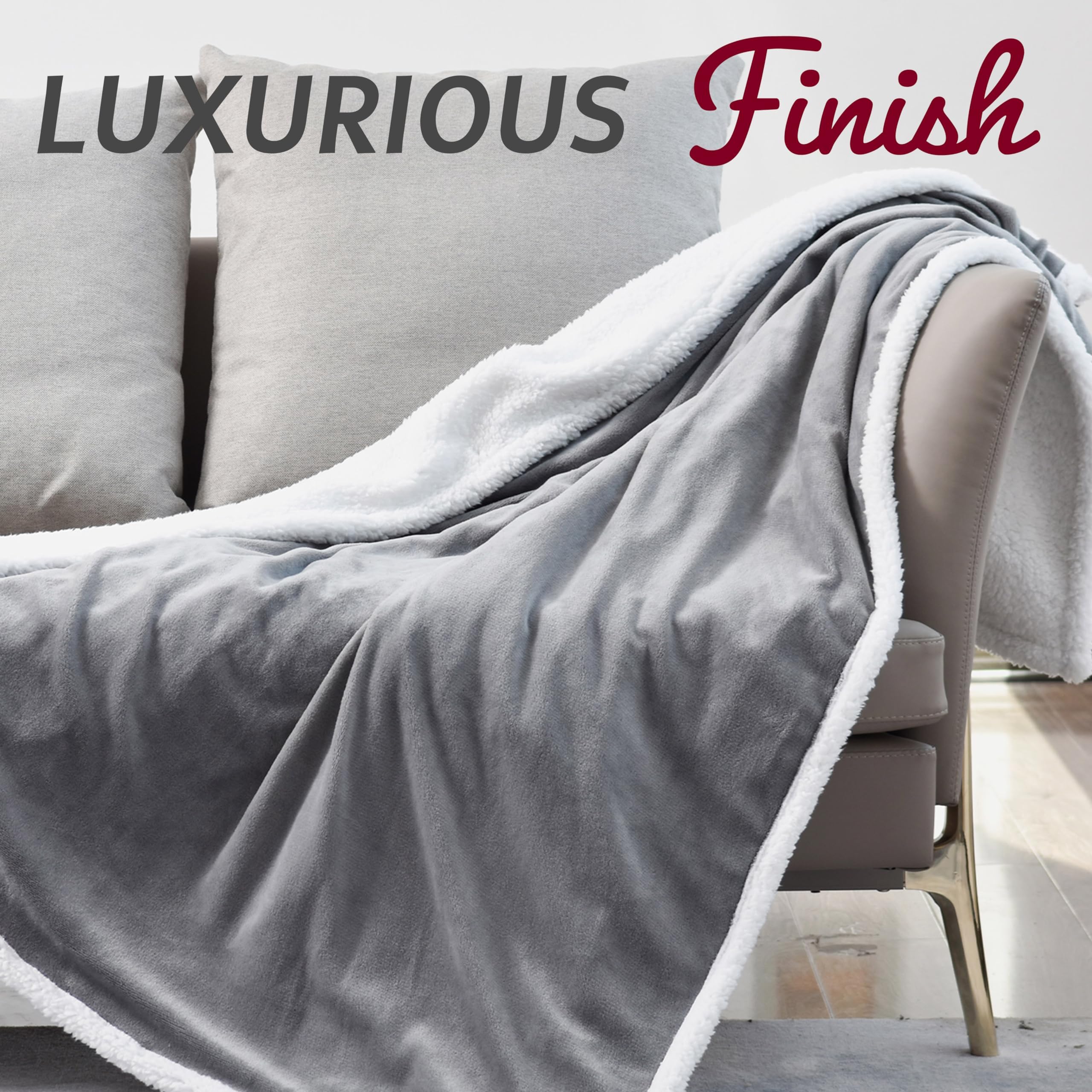 GlamHaus Heated Throw Electric Fleece Blanket - 160x130cm Reversible Grey