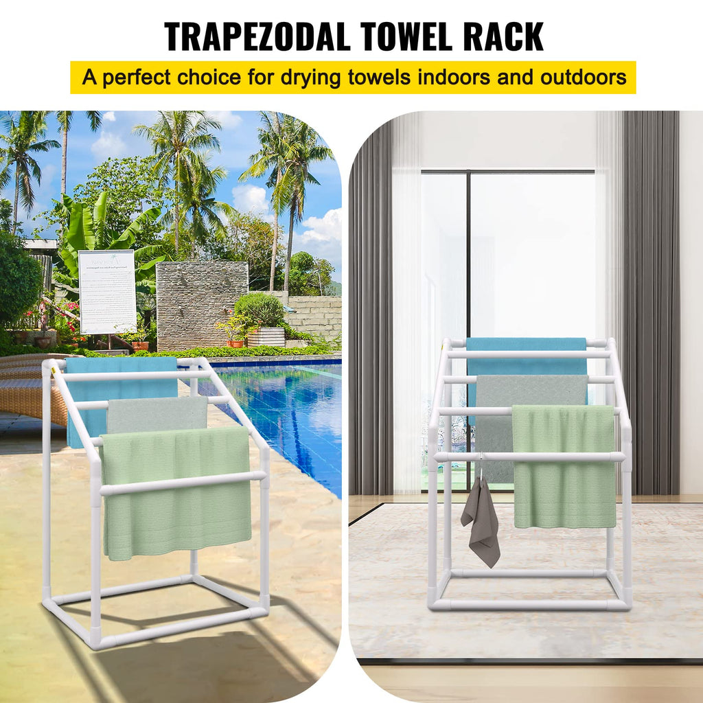 VEVOR Pool Towel Rack | 5-Bar Freestanding PVC Outdoor Storage Organizer